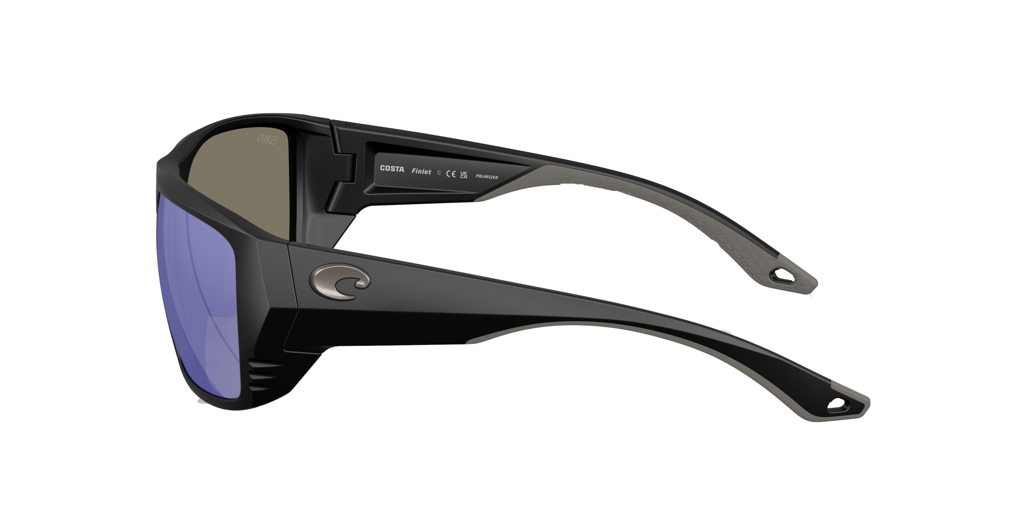 Costa Del Mar Finlet Blue Mirror 580G Polarized Sunglasses - Matte Black - BLACK/BLUE Thumbnail View 4