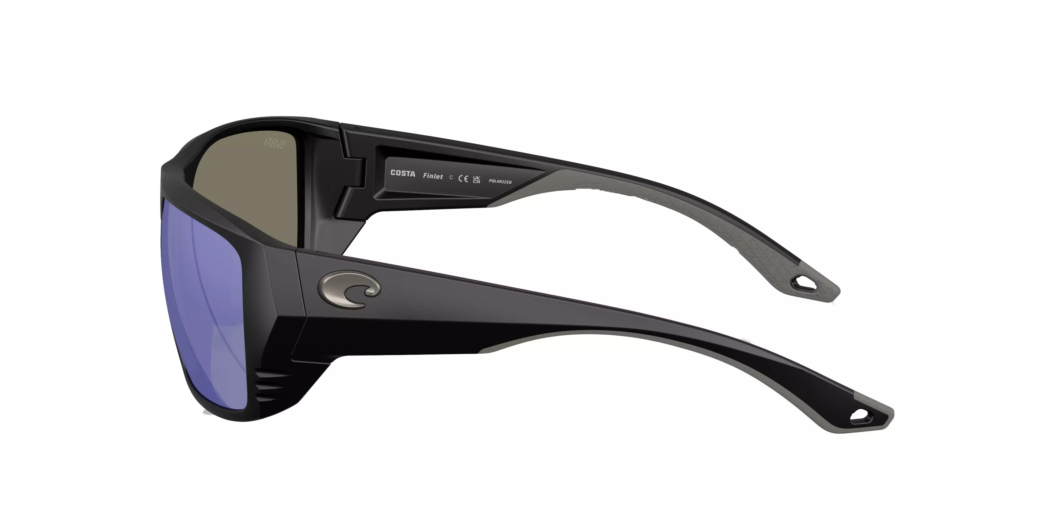 Costa Del Mar Finlet Blue Mirror 580G Polarized Sunglasses - Matte Black - BLACK/BLUE
