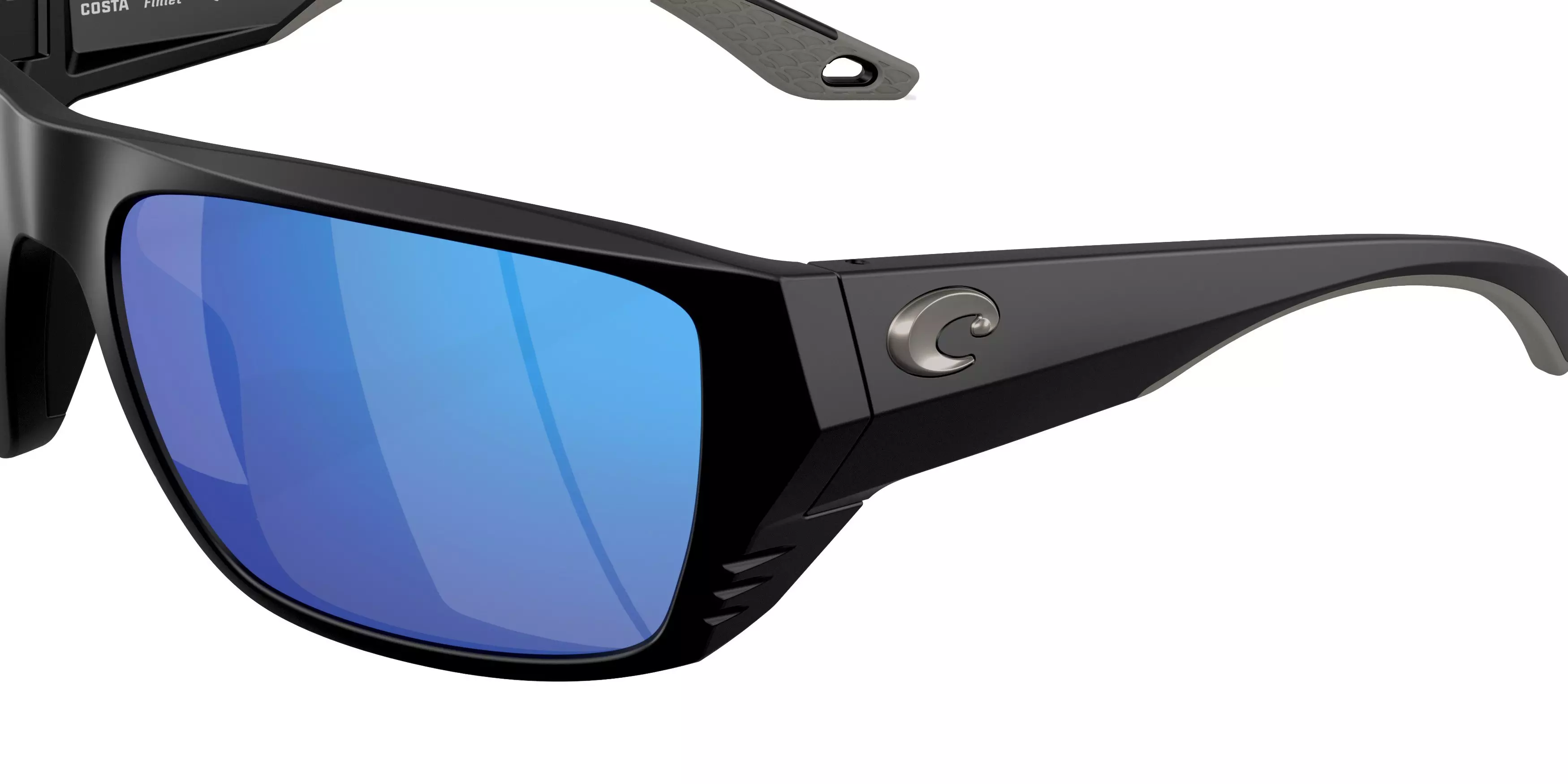 Costa Del Mar Finlet Blue Mirror 580G Polarized Sunglasses - Matte Black - BLACK/BLUE