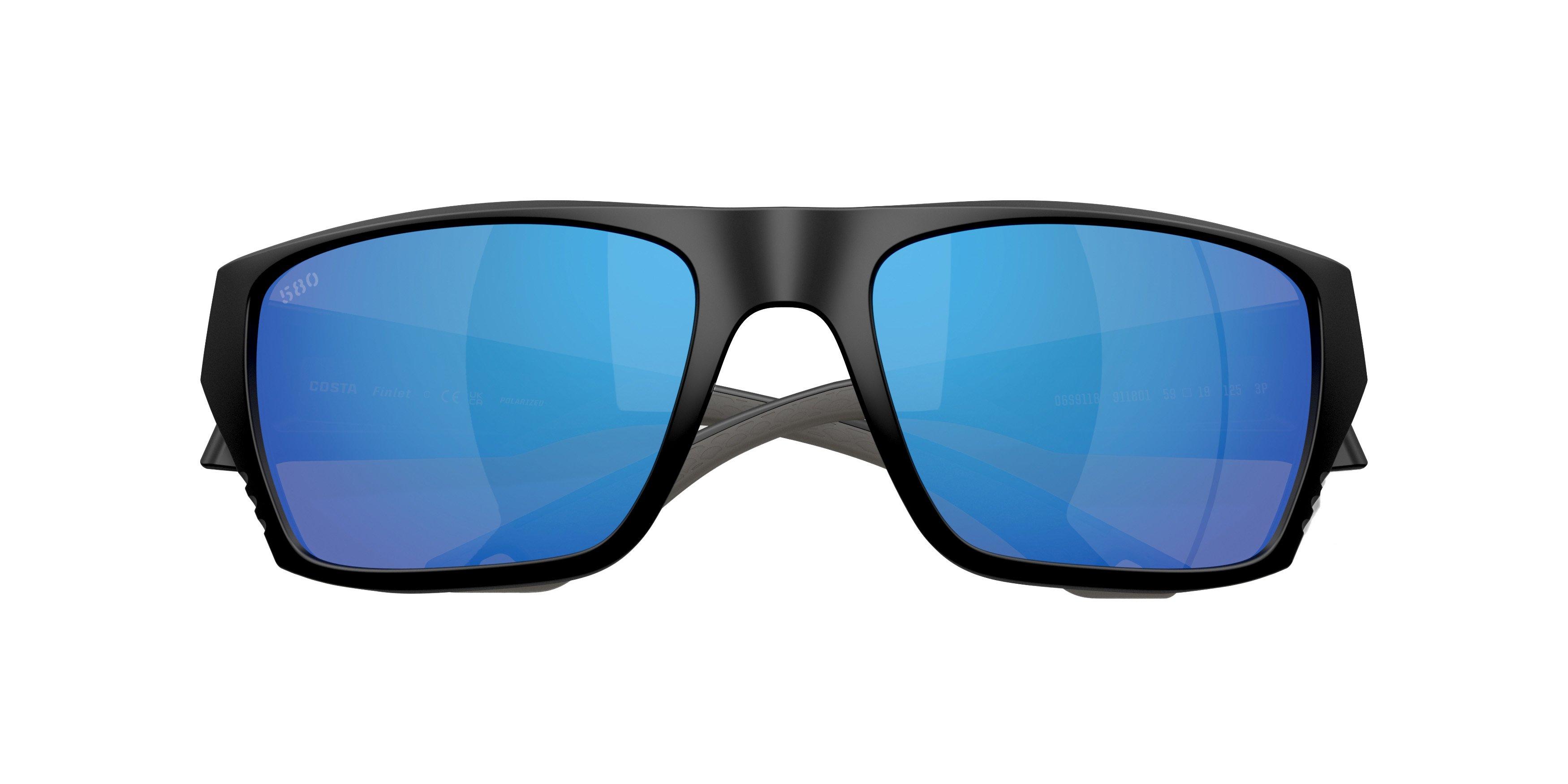 Costa Del Mar Finlet Blue Mirror 580G Polarized Sunglasses - Matte Black - BLACK/BLUE Thumbnail View 7