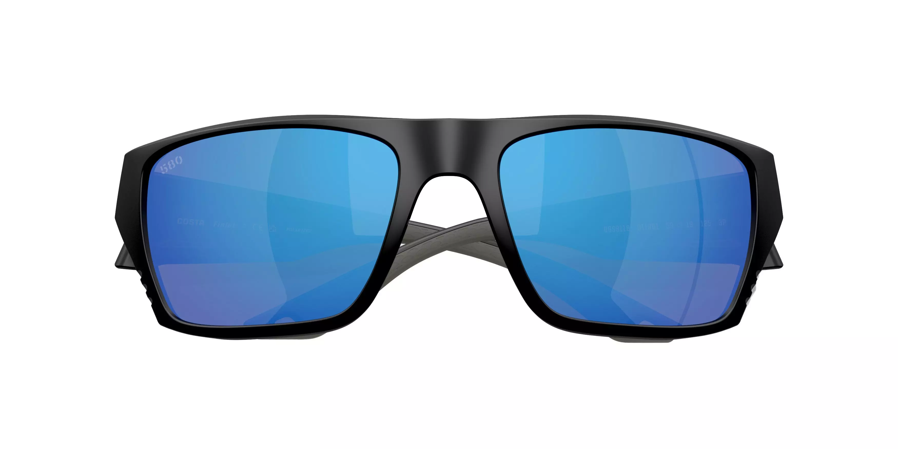Costa Del Mar Finlet Blue Mirror 580G Polarized Sunglasses - Matte Black - BLACK/BLUE