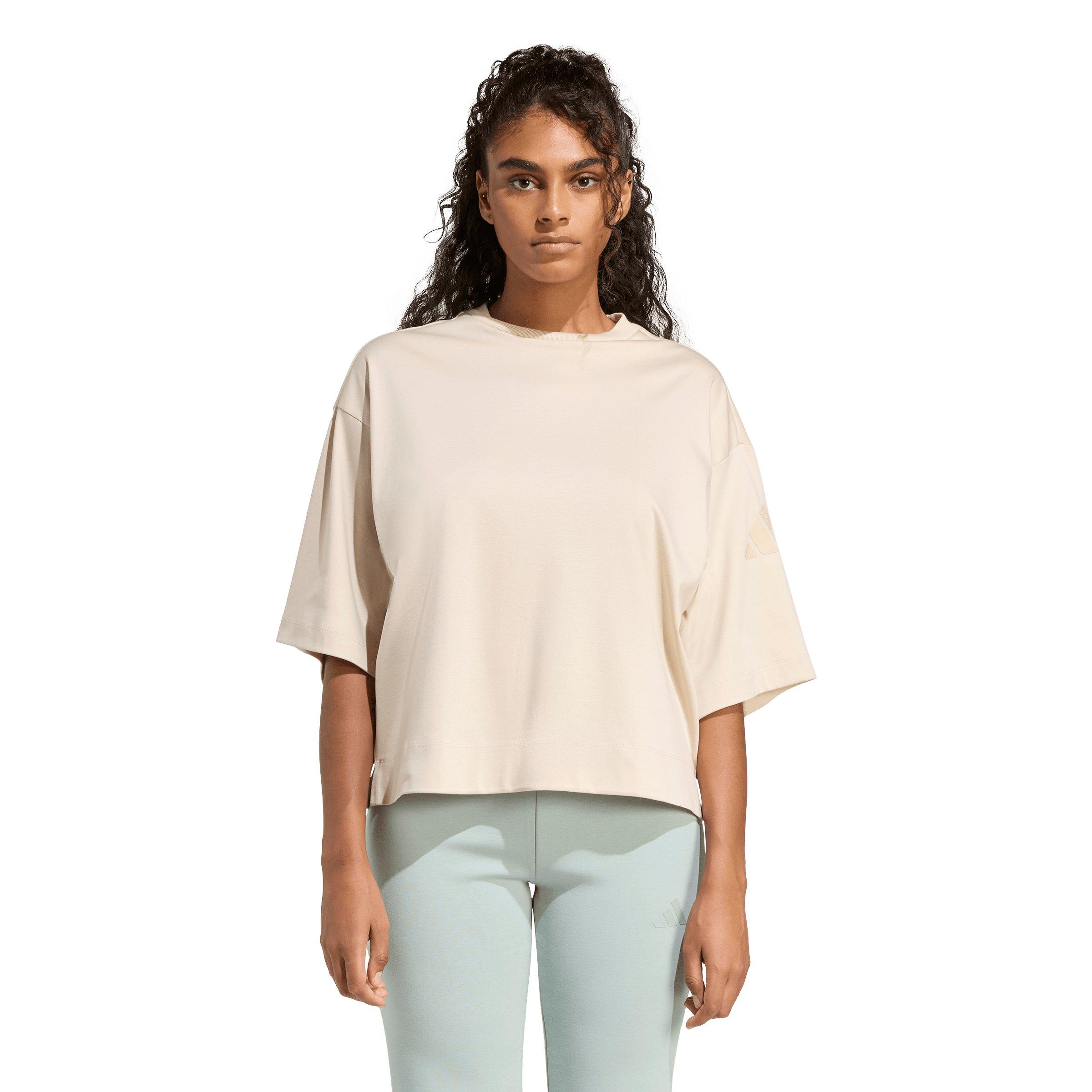 adidas Women's Soft Lux Loose T-Shirt - Beige - BEIGE Thumbnail View 1