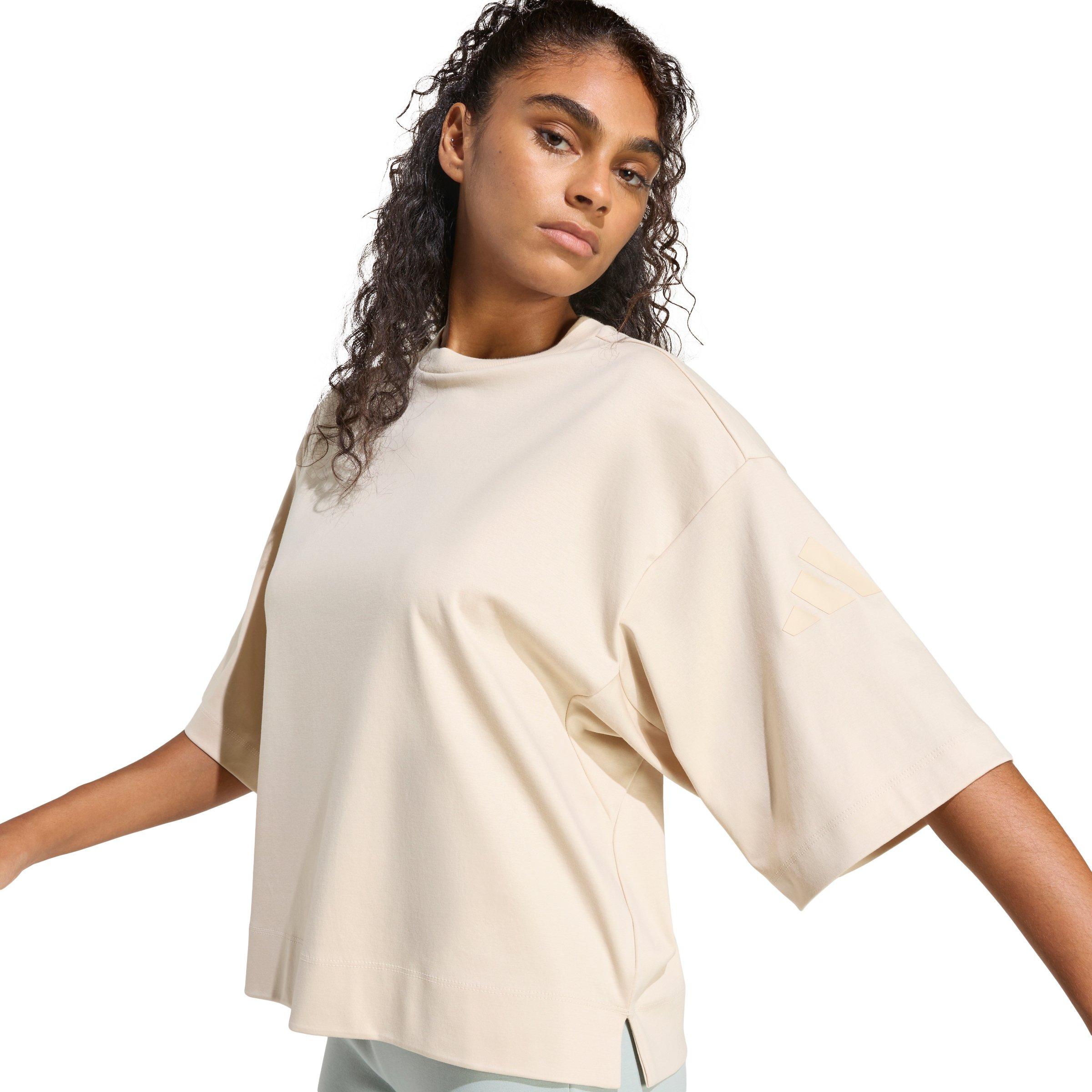adidas Women's Soft Lux Loose T-Shirt - Beige - BEIGE Thumbnail View 4