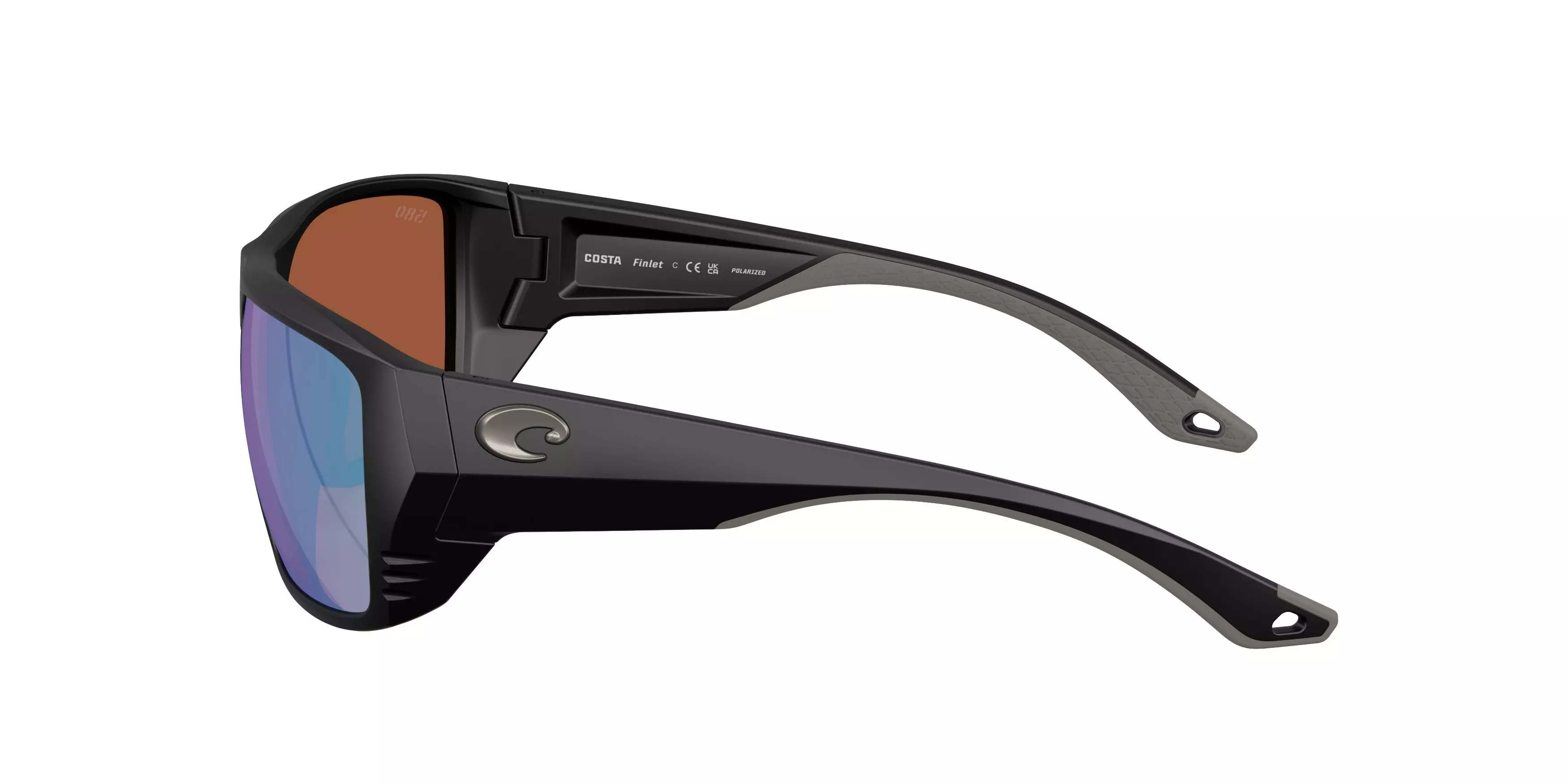 Costa Del Mar Finlet Green Mirror 580G Polarized Sunglasses - Matte Black - BLACK/GREEN