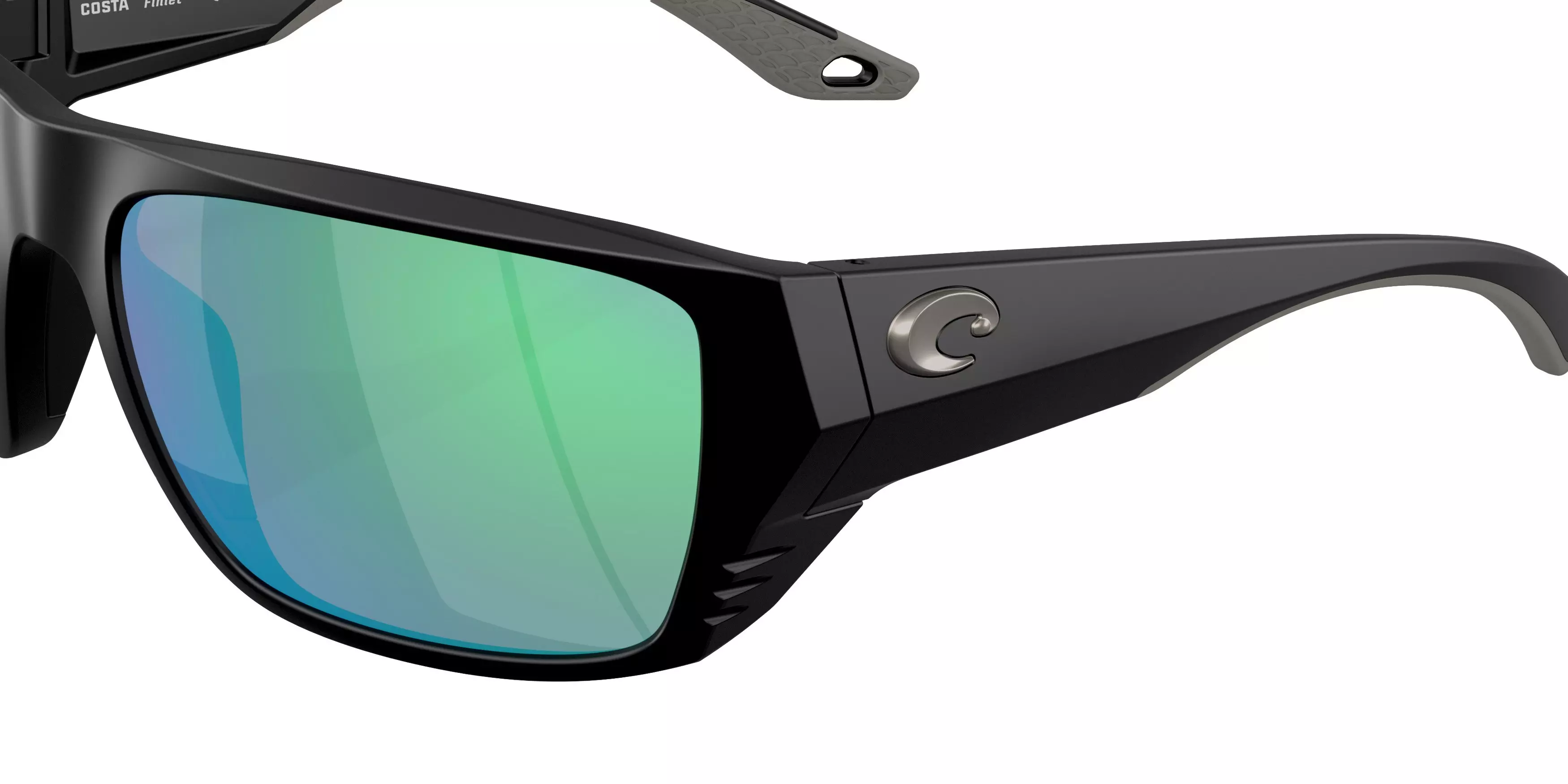 Costa Del Mar Finlet Green Mirror 580G Polarized Sunglasses - Matte Black - BLACK/GREEN