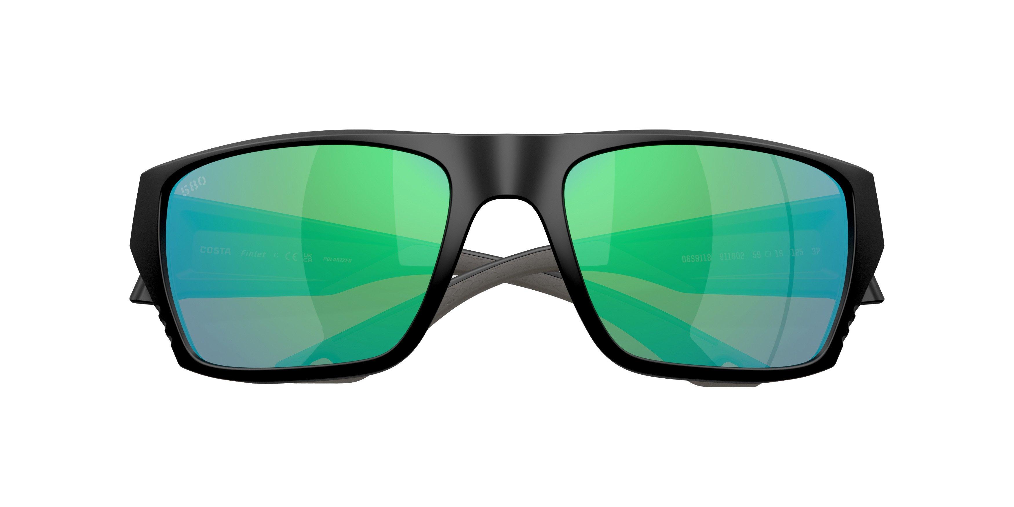 Costa Del Mar Finlet Green Mirror 580G Polarized Sunglasses - Matte Black - BLACK/GREEN Thumbnail View 7