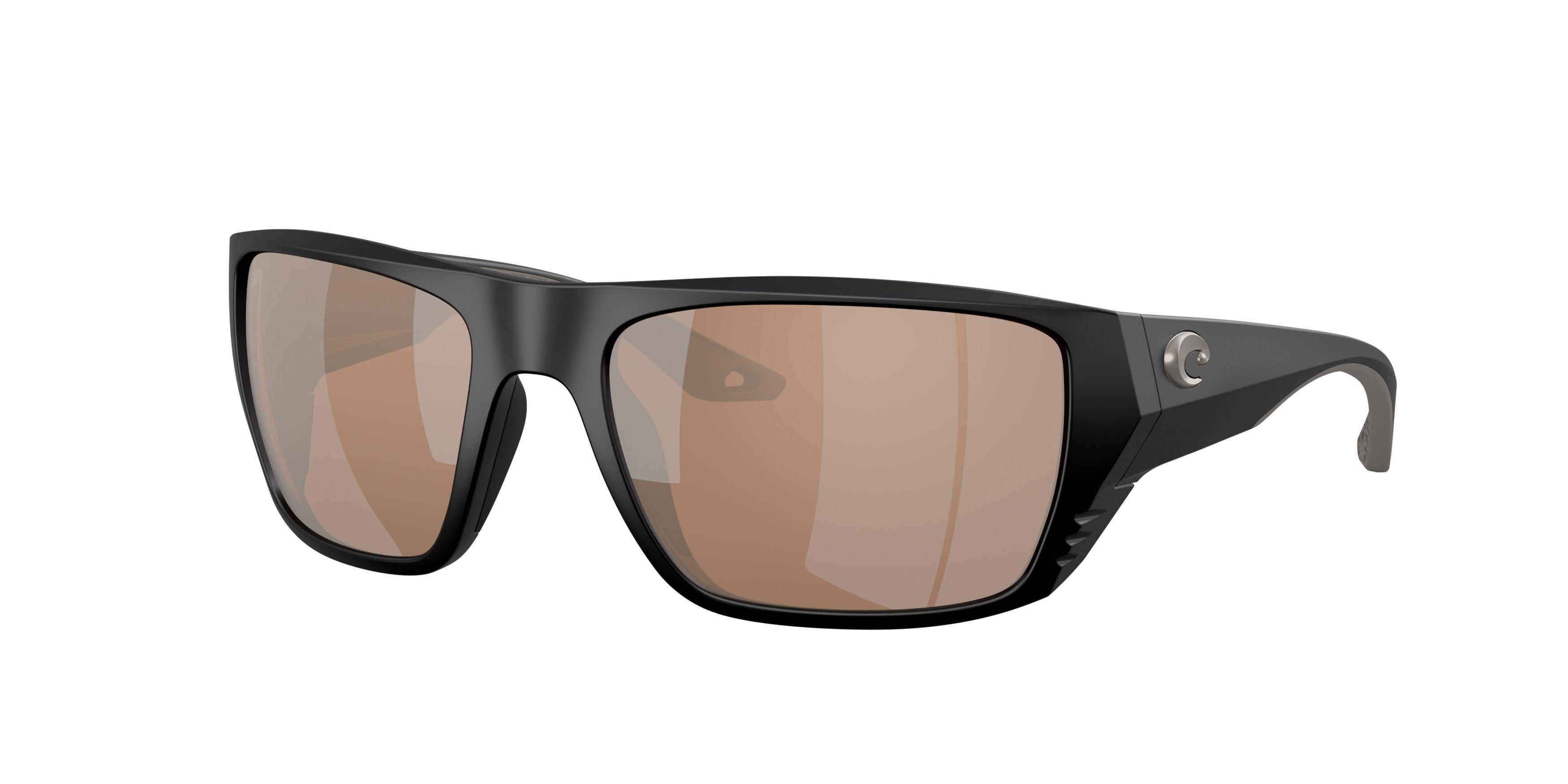 Costa Del Mar Finlet Copper Silver Mirror 580G Polarized Sunglasses - Matte Black - BLACK/COPPER Thumbnail View 1