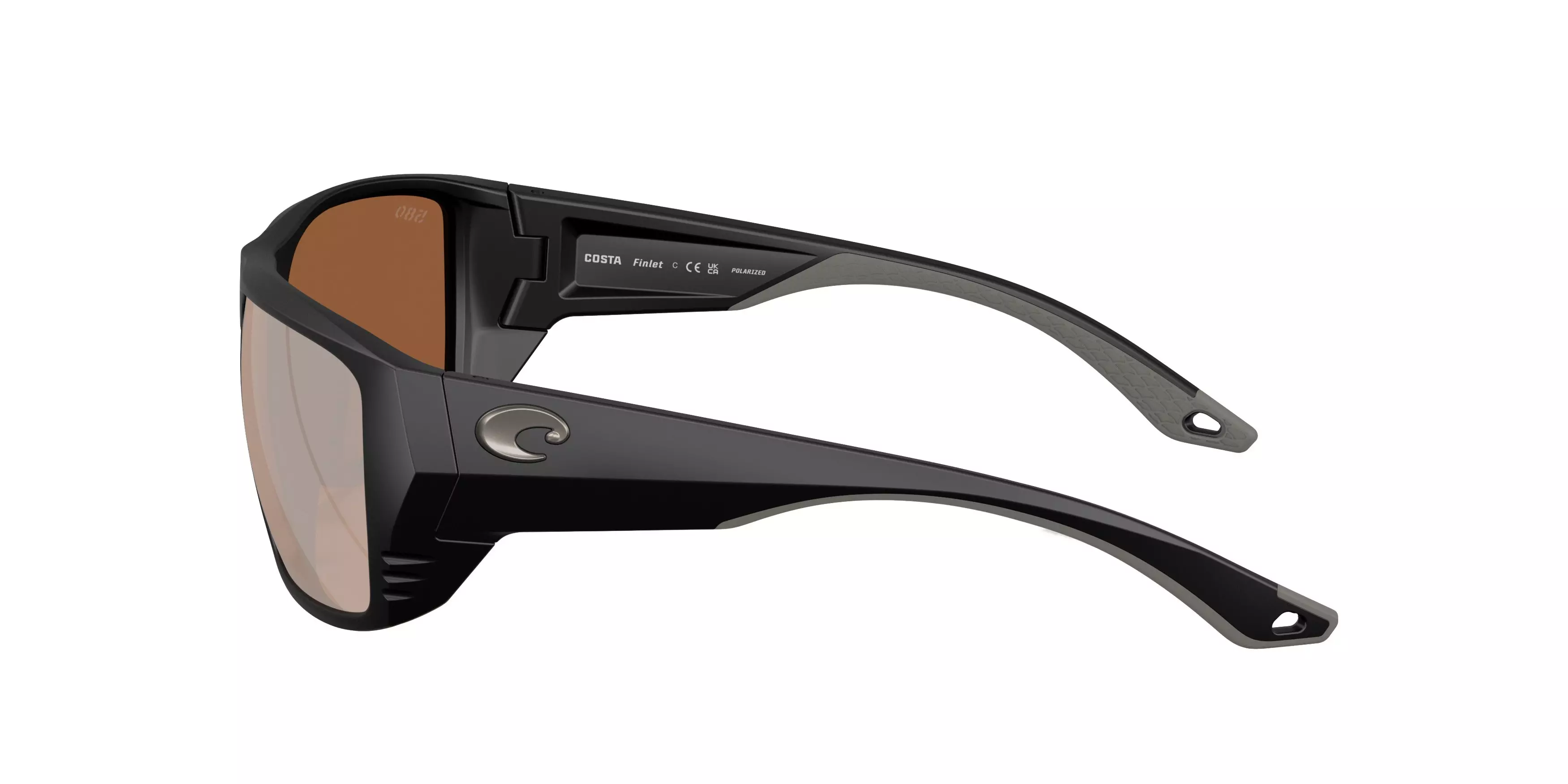 Costa Del Mar Finlet Copper Silver Mirror 580G Polarized Sunglasses - Matte Black - BLACK/COPPER