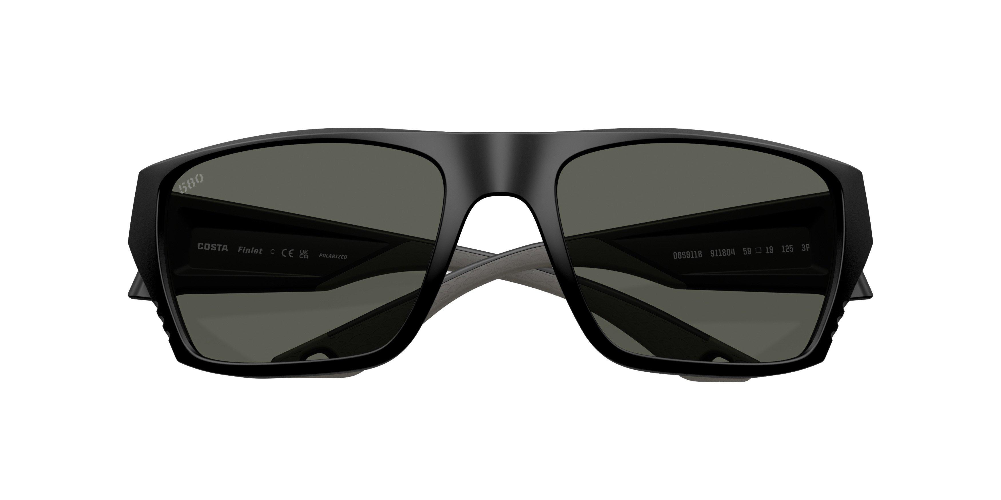 Costa Del Mar Finlet Gray 580G Polarized Sunglasses - Matte Black - BLACK/GREY Thumbnail View 7
