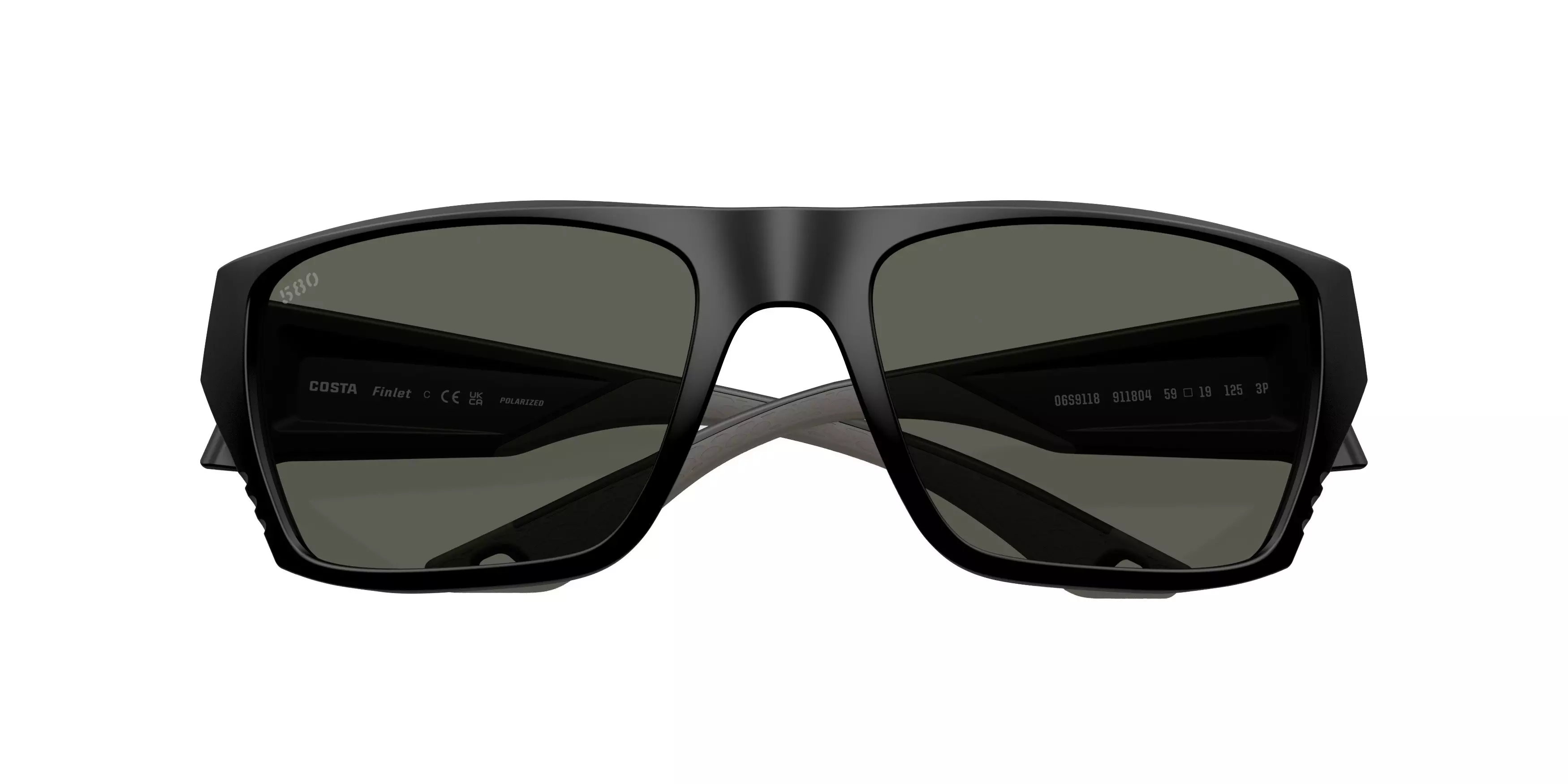 Costa Del Mar Finlet Gray 580G Polarized Sunglasses - Matte Black - BLACK/GREY