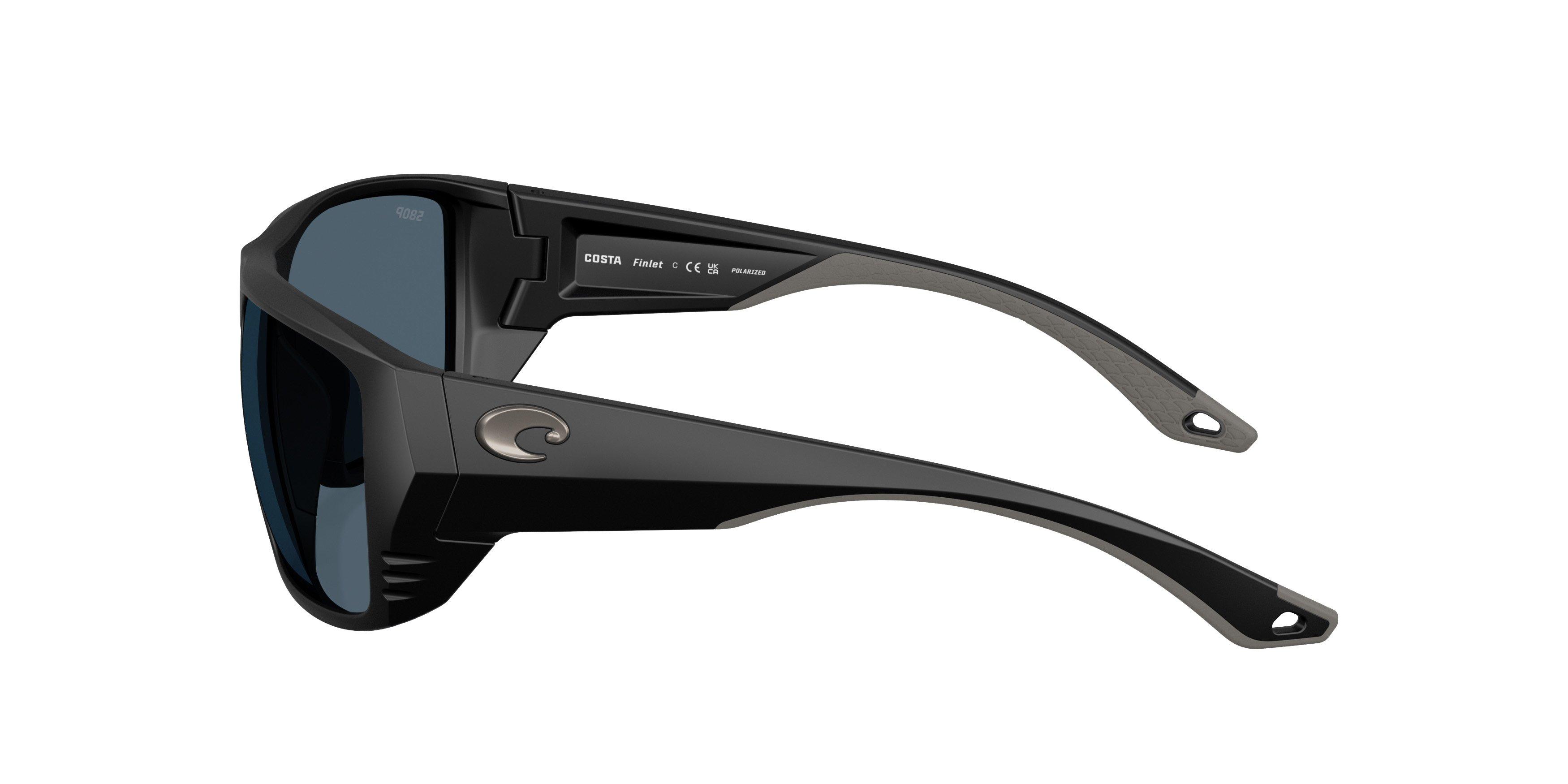 Costa Del Mar Finlet Grey 580P Polarized Sunglasses - Matte Black - BLACK/GREY Thumbnail View 4