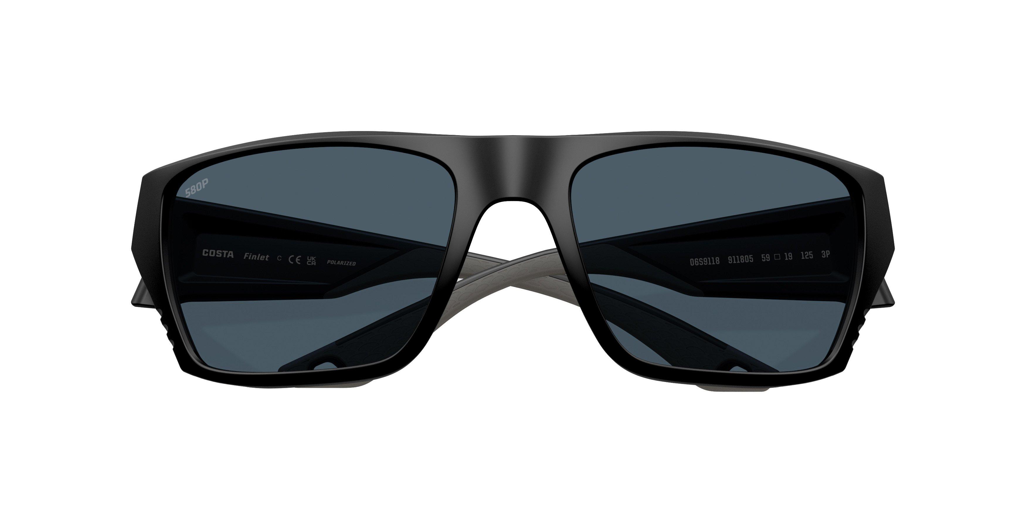 Costa Del Mar Finlet Grey 580P Polarized Sunglasses - Matte Black - BLACK/GREY Thumbnail View 7