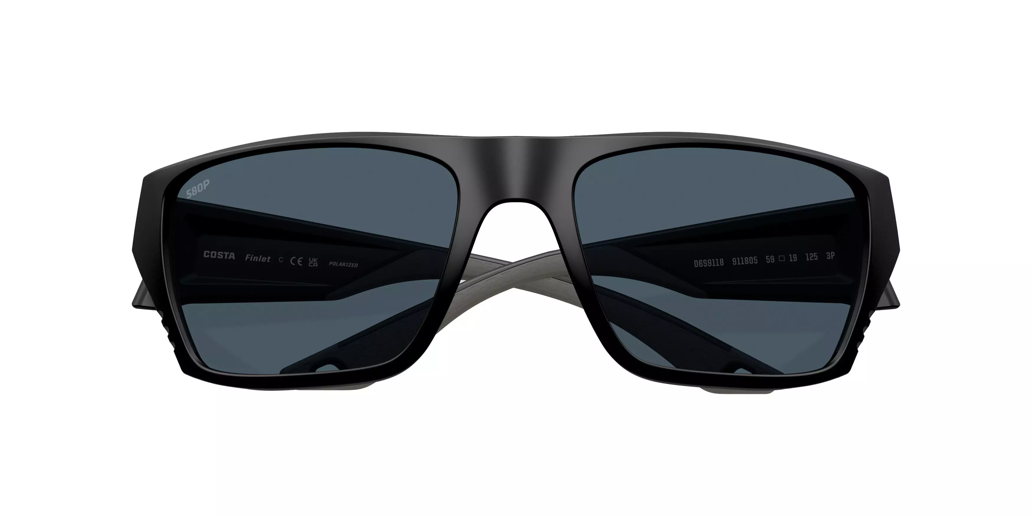 Costa Del Mar Finlet Grey 580P Polarized Sunglasses - Matte Black - BLACK/GREY
