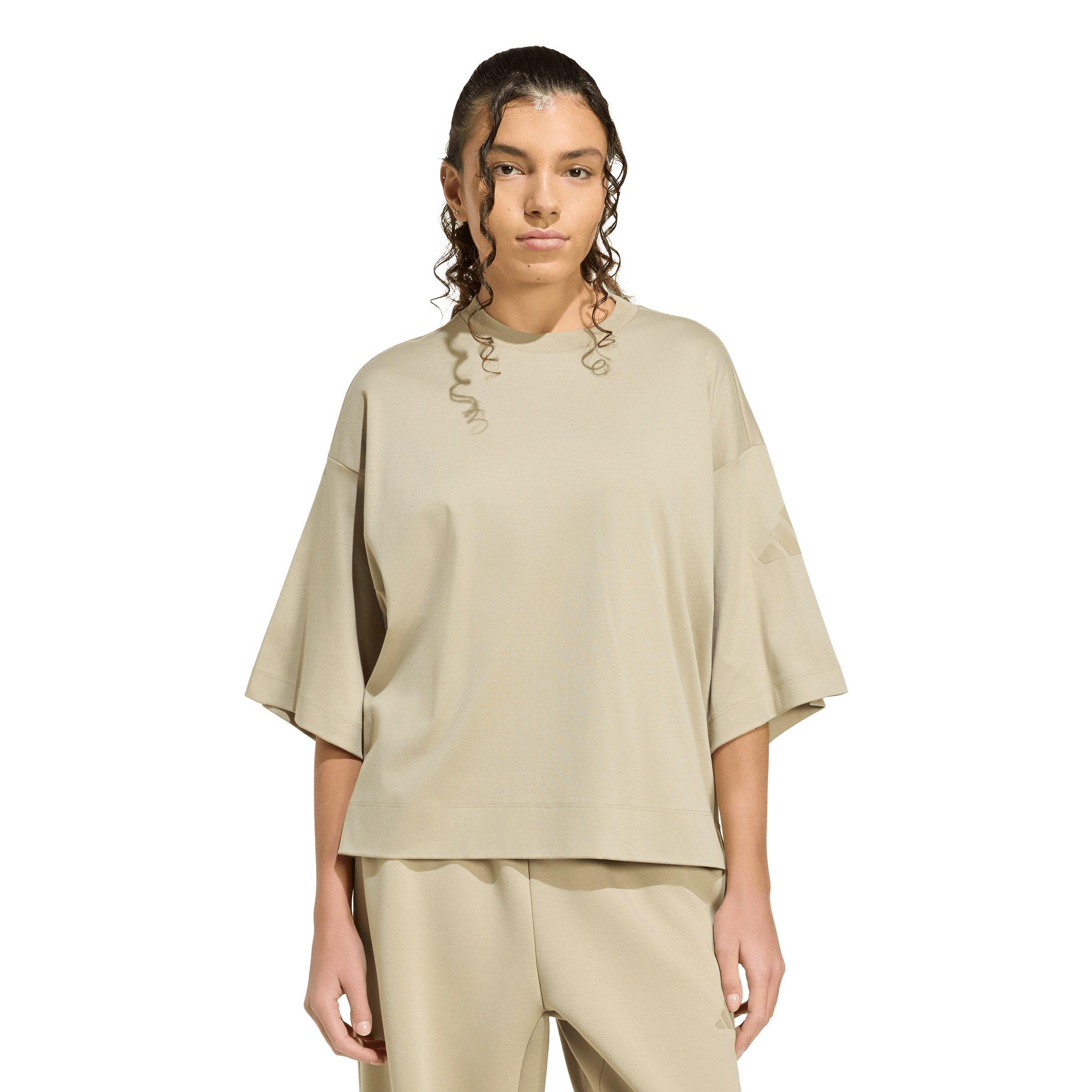 adidas Women's Soft Lux Loose T-Shirt - Khaki - KHAKI Thumbnail View 1