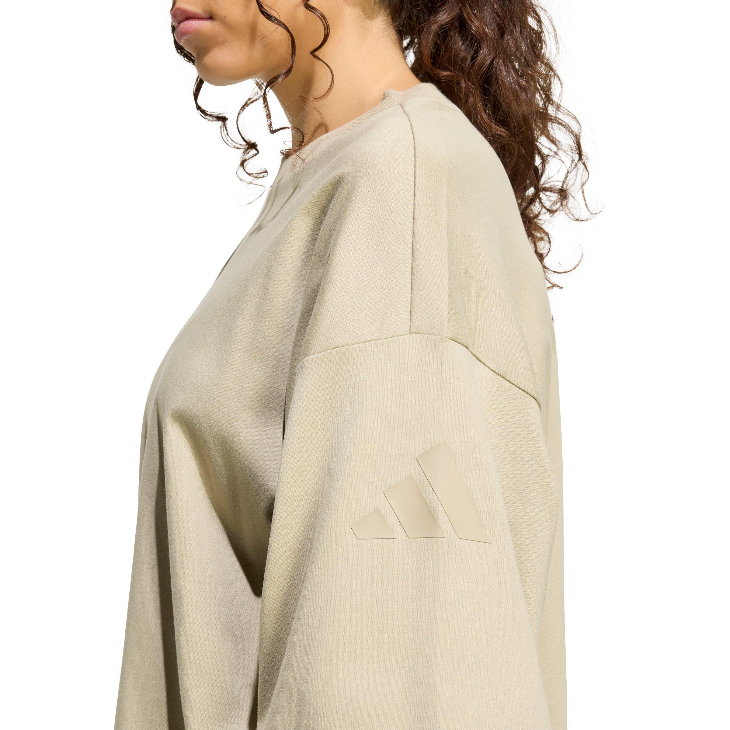 adidas Women's Soft Lux Loose T-Shirt - Khaki - KHAKI Thumbnail View 4