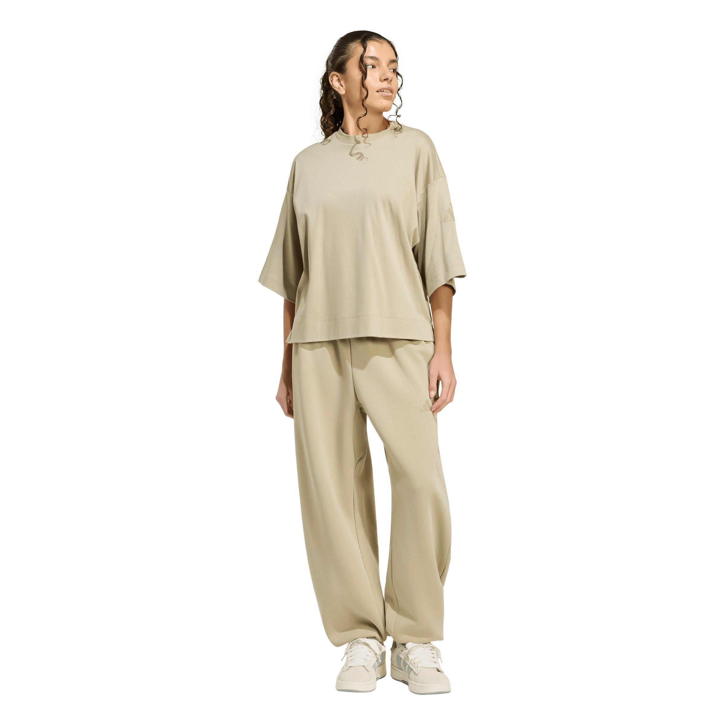 adidas Women's Soft Lux Loose T-Shirt - Khaki - KHAKI Thumbnail View 5