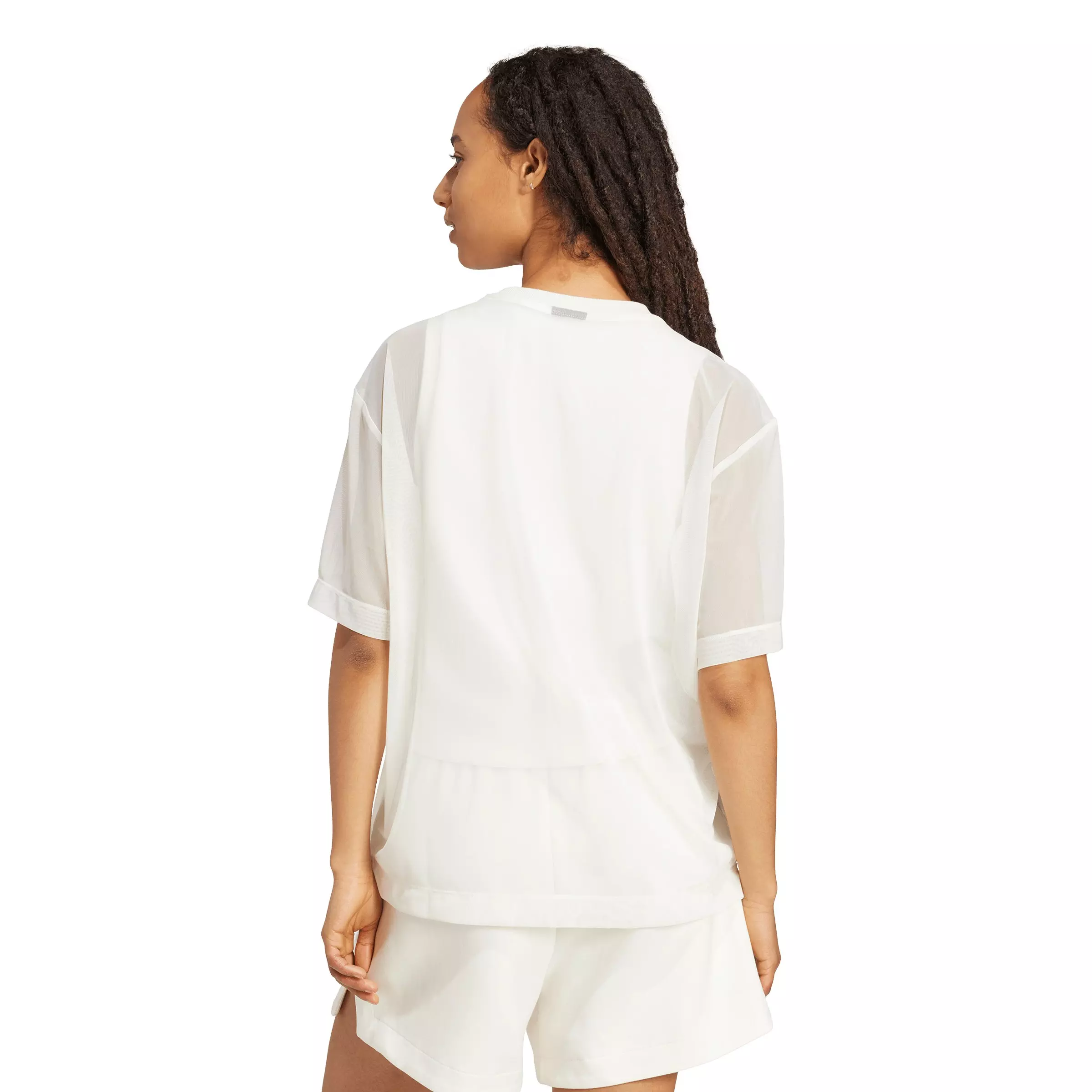 adidas Women's Soft Lux Mesh T-Shirt - Off-White - OFF-WHITE