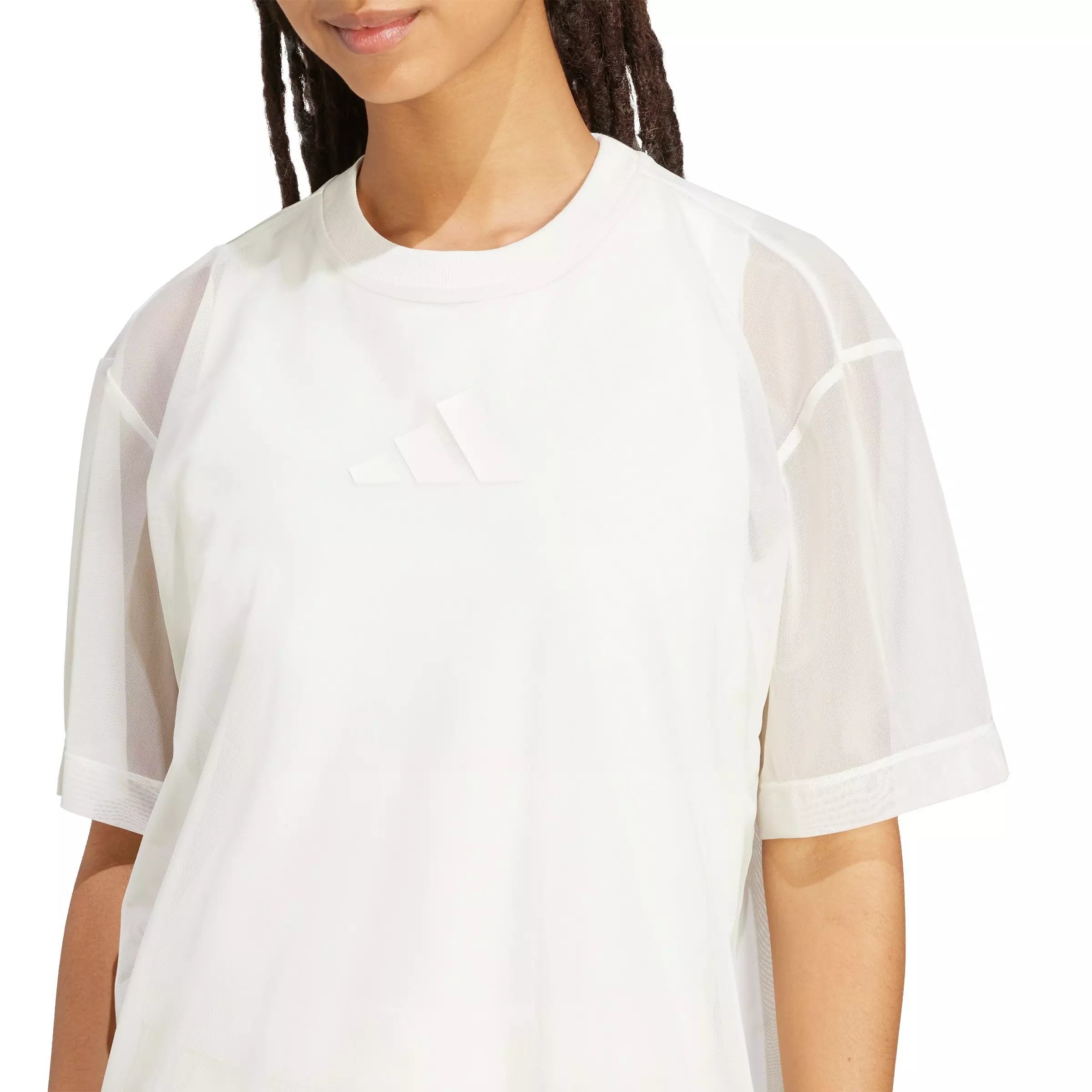 adidas Women's Soft Lux Mesh T-Shirt - Off-White - OFF-WHITE