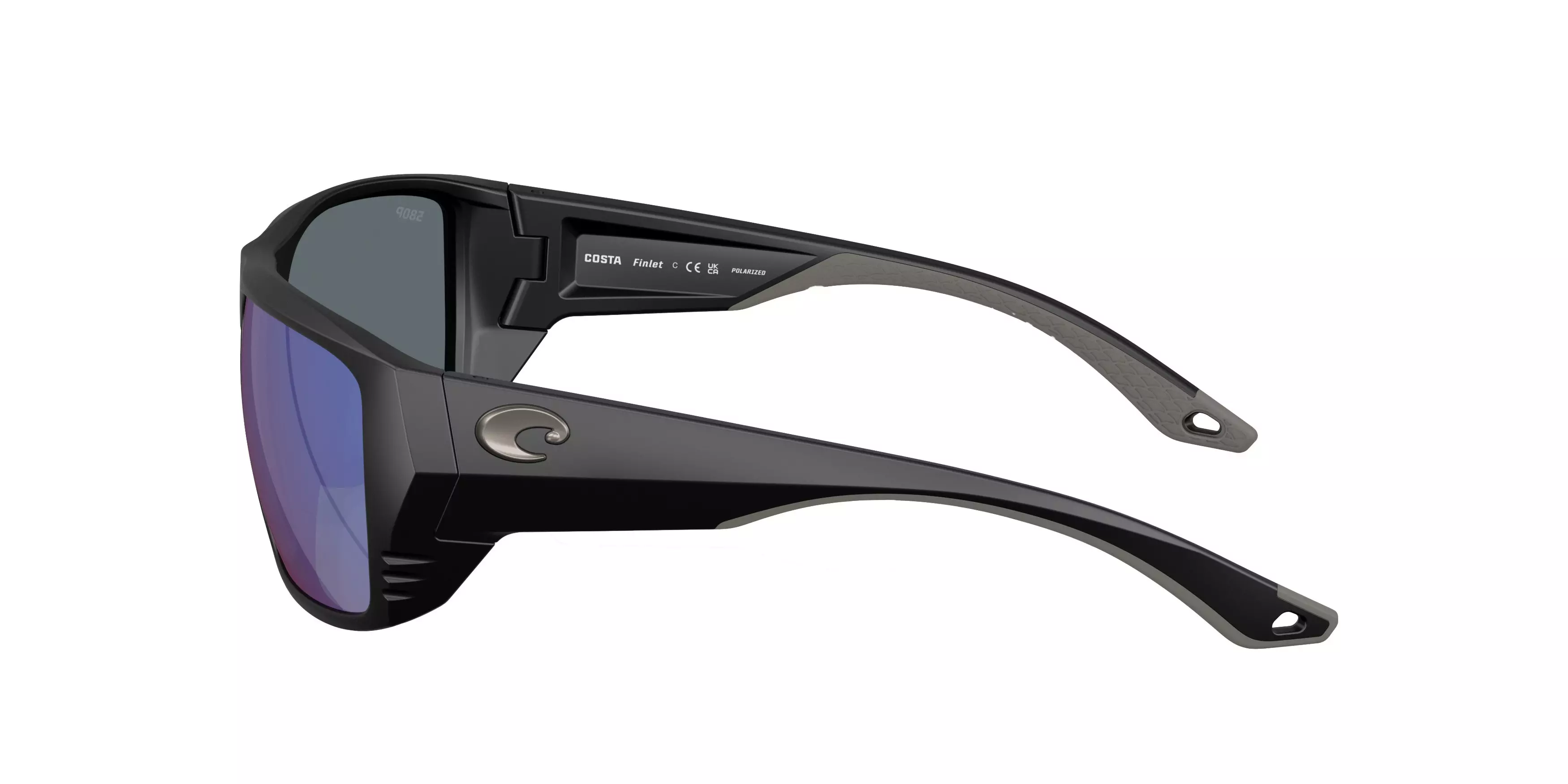 Costa Del Mar Finlet Blue Mirror 580P Polarized Sunglasses - Matte Black - BLACK/BLUE