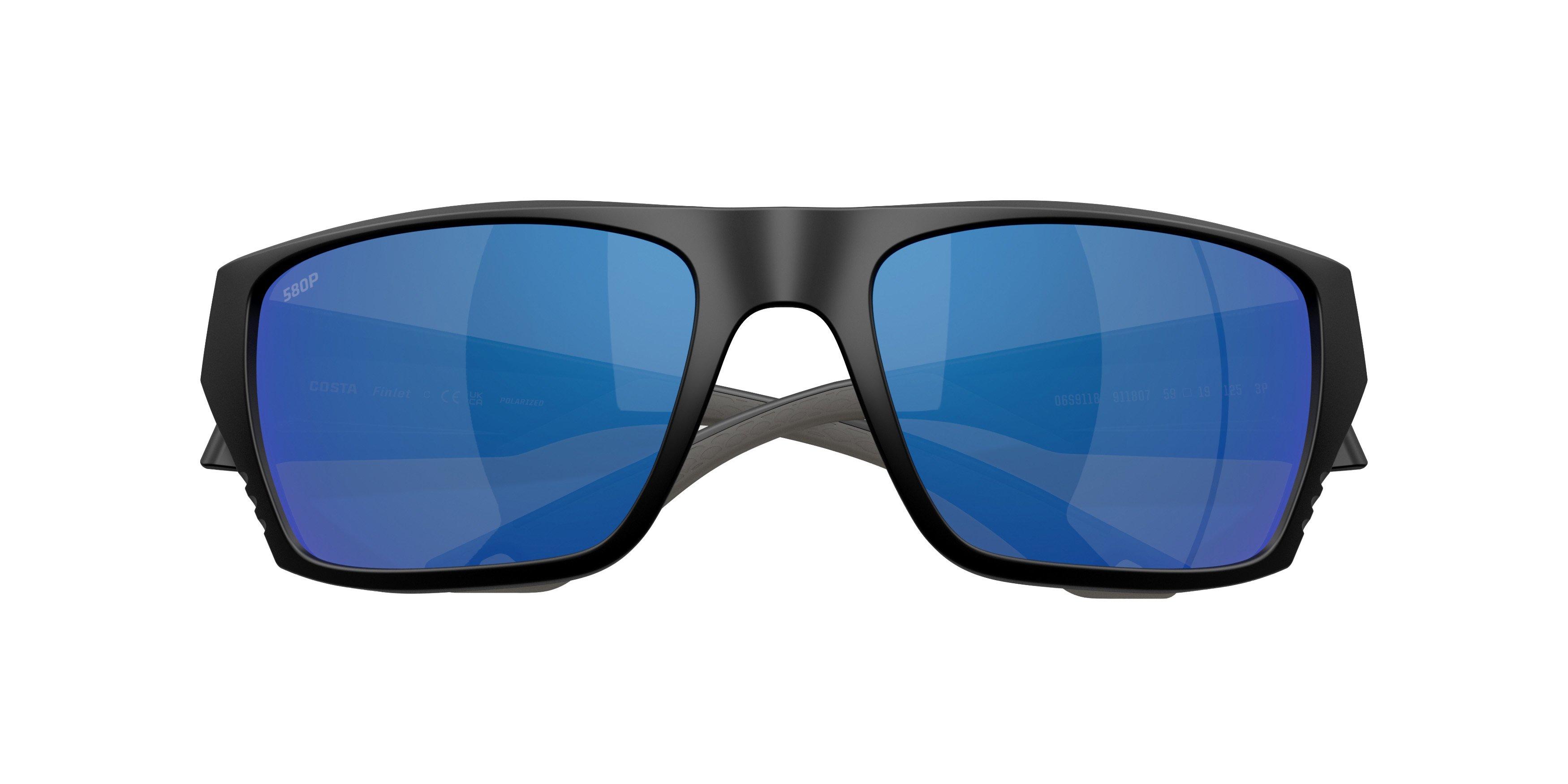 Costa Del Mar Finlet Blue Mirror 580P Polarized Sunglasses - Matte Black - BLACK/BLUE Thumbnail View 7