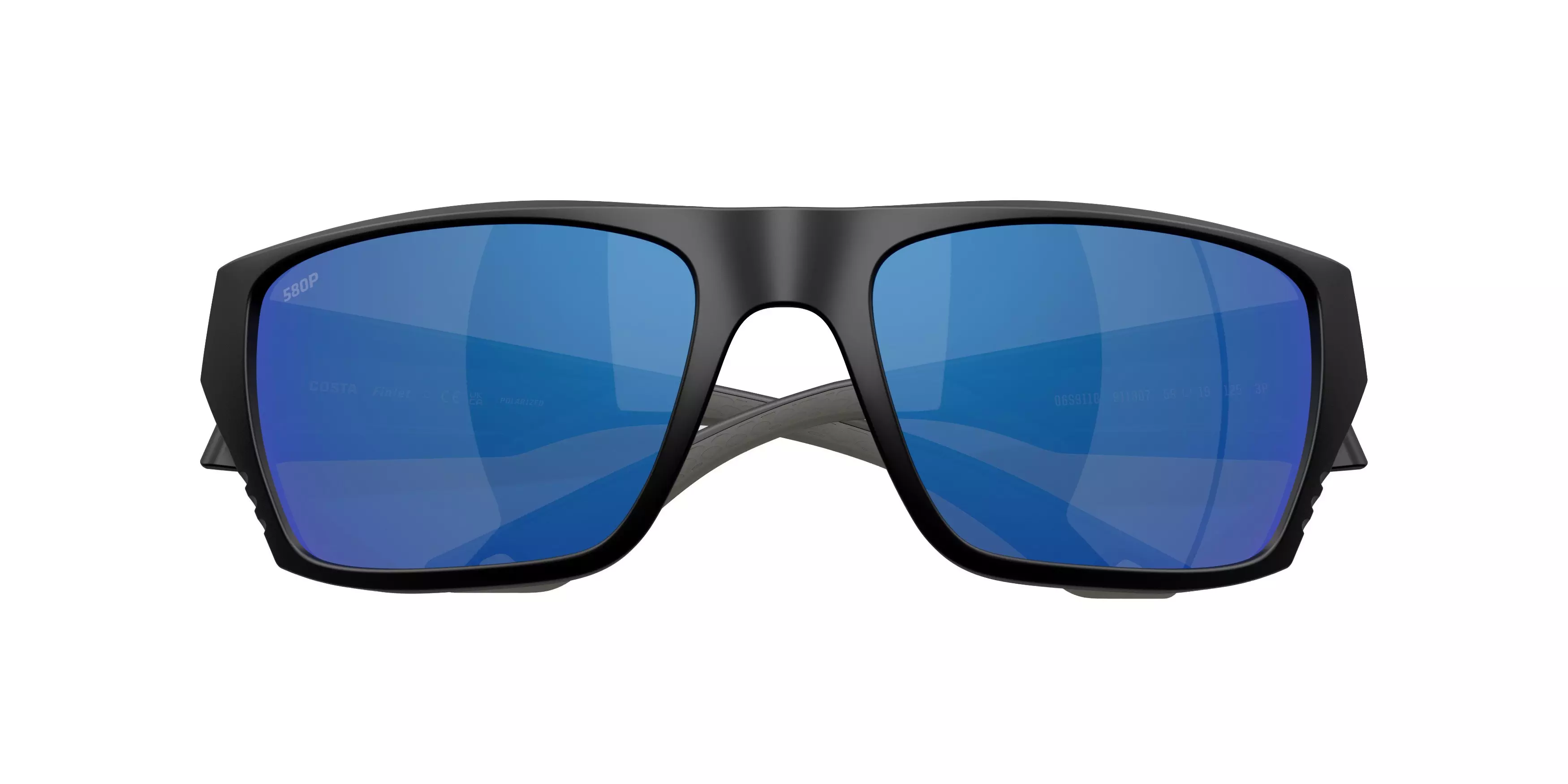 Costa Del Mar Finlet Blue Mirror 580P Polarized Sunglasses - Matte Black - BLACK/BLUE