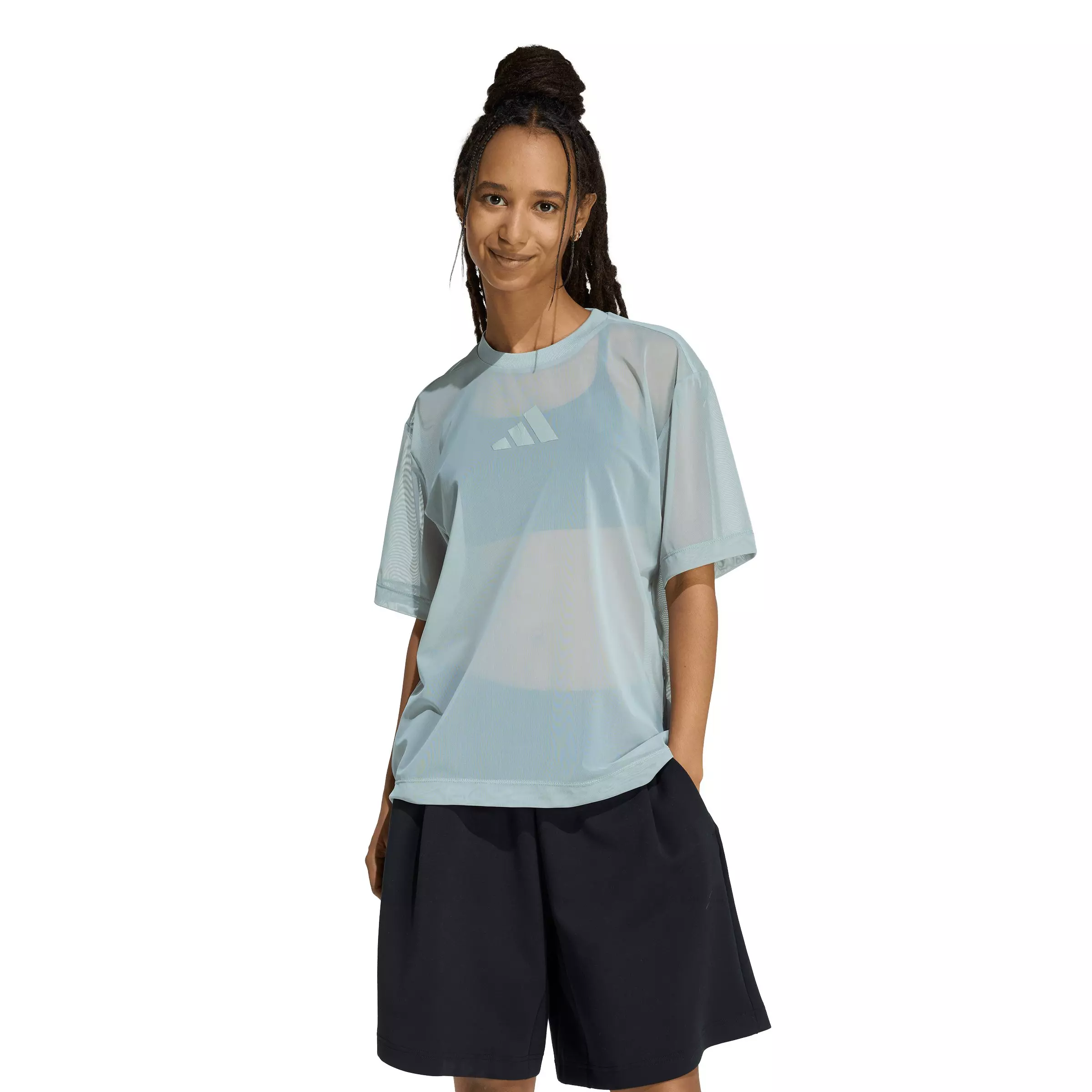 adidas Women's Soft Lux Mesh T-Shirt - Sage Green - SAGE GREEN