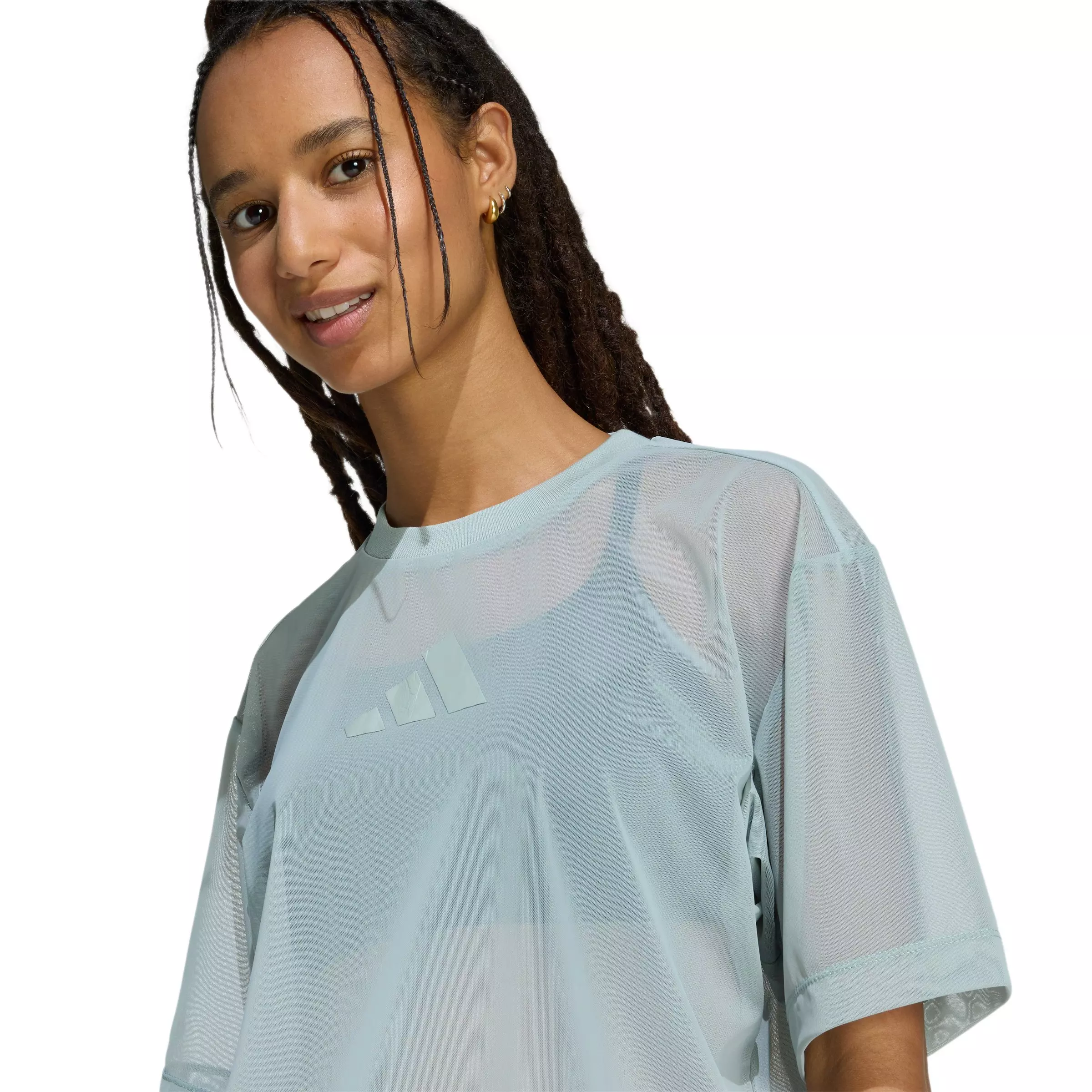 adidas Women's Soft Lux Mesh T-Shirt - Sage Green - SAGE GREEN