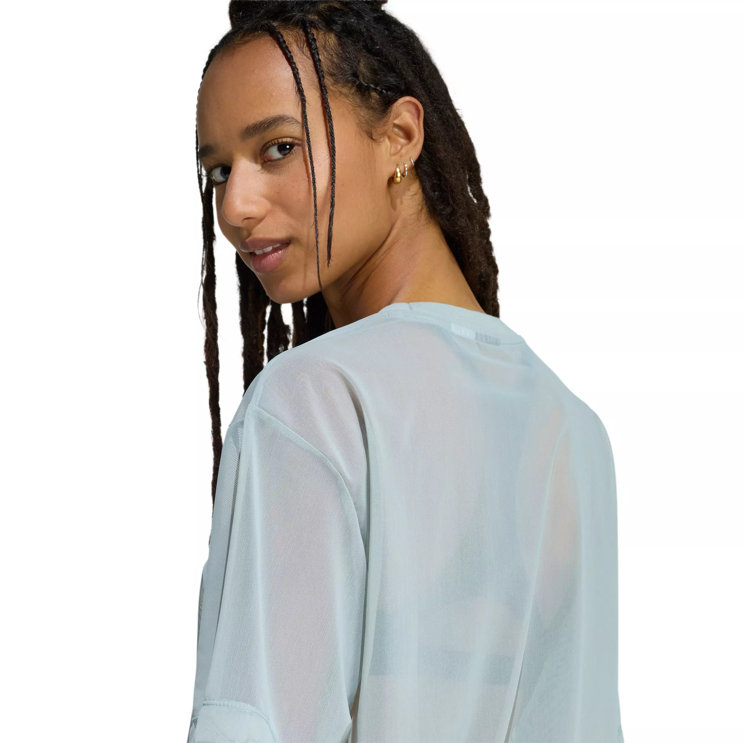 adidas Women's Soft Lux Mesh T-Shirt - Sage Green - SAGE GREEN