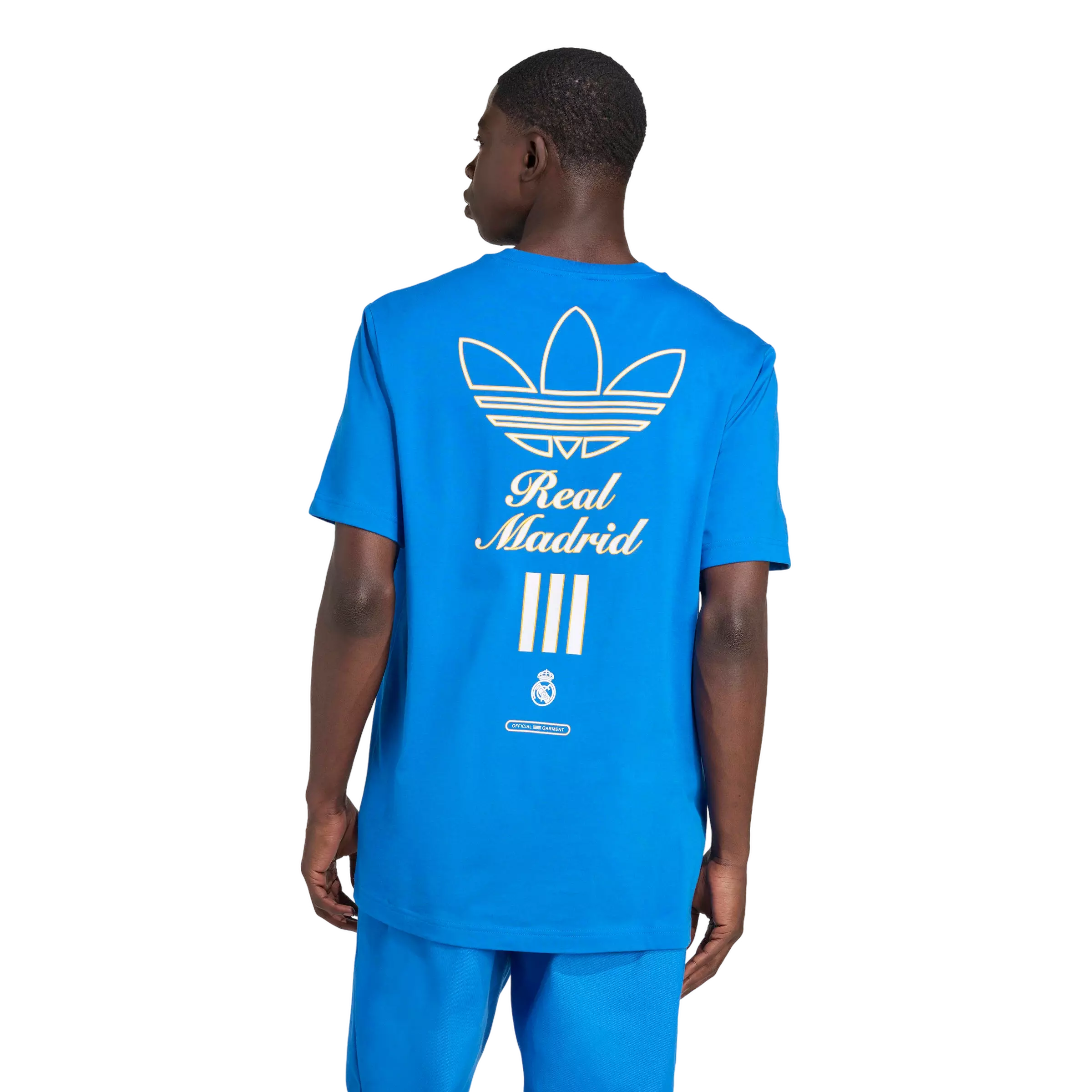 adidas Originals Men's Real Madrid Terrace Icons Graphic T-Shirt -Blue - BLUE