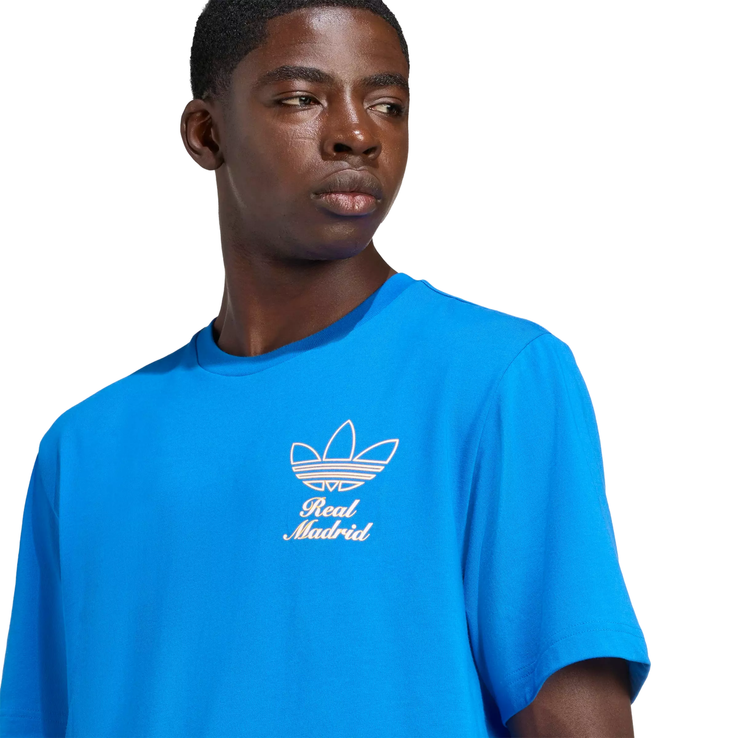 adidas Originals Men's Real Madrid Terrace Icons Graphic T-Shirt -Blue - BLUE