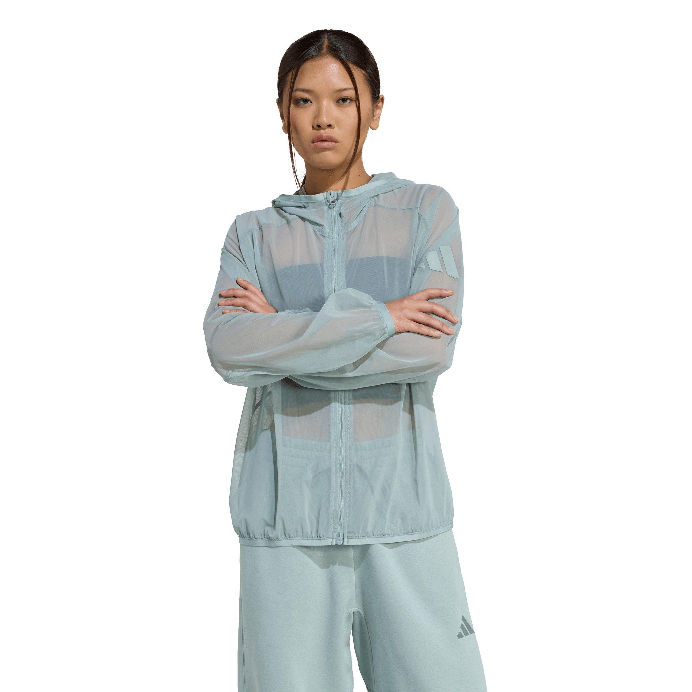 adidas Women's Soft Lux Mesh Full-Zip Hooded Jacket - Sage Green - SAGE GREEN Thumbnail View 1