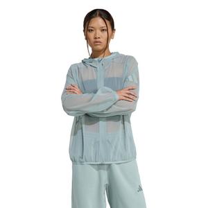 adidas Women's Soft Lux Mesh Full-Zip Hooded Jacket - Sage Green