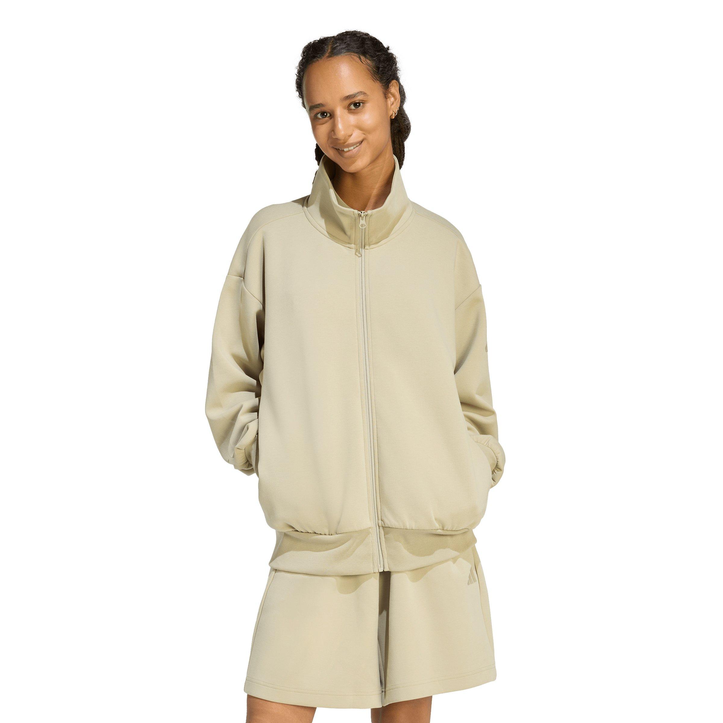 adidas Soft Lux Loose Full-Zip Jacket - Khaki | Hibbett