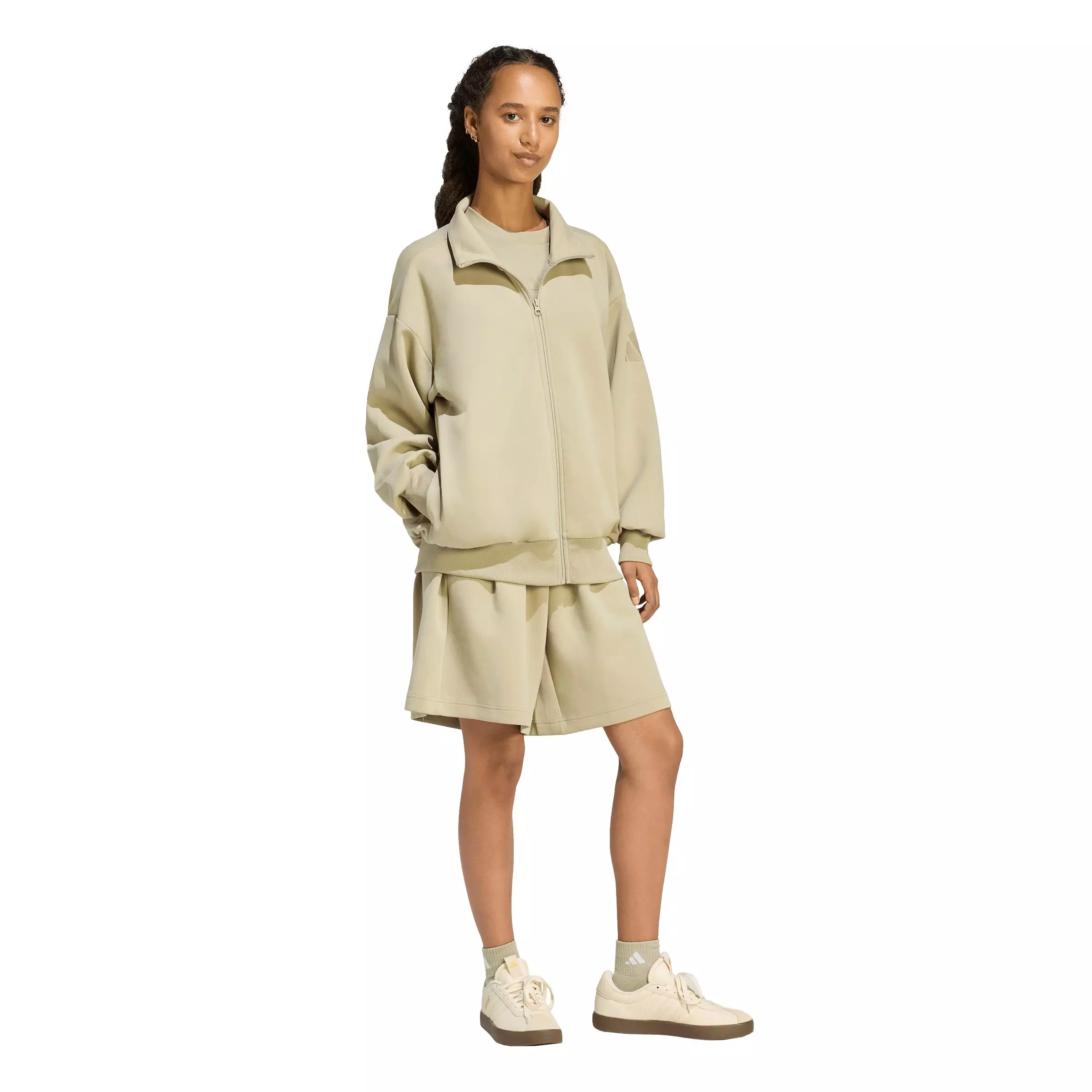 adidas Women's Soft Lux Loose Full-Zip Jacket - Khaki - KHAKI