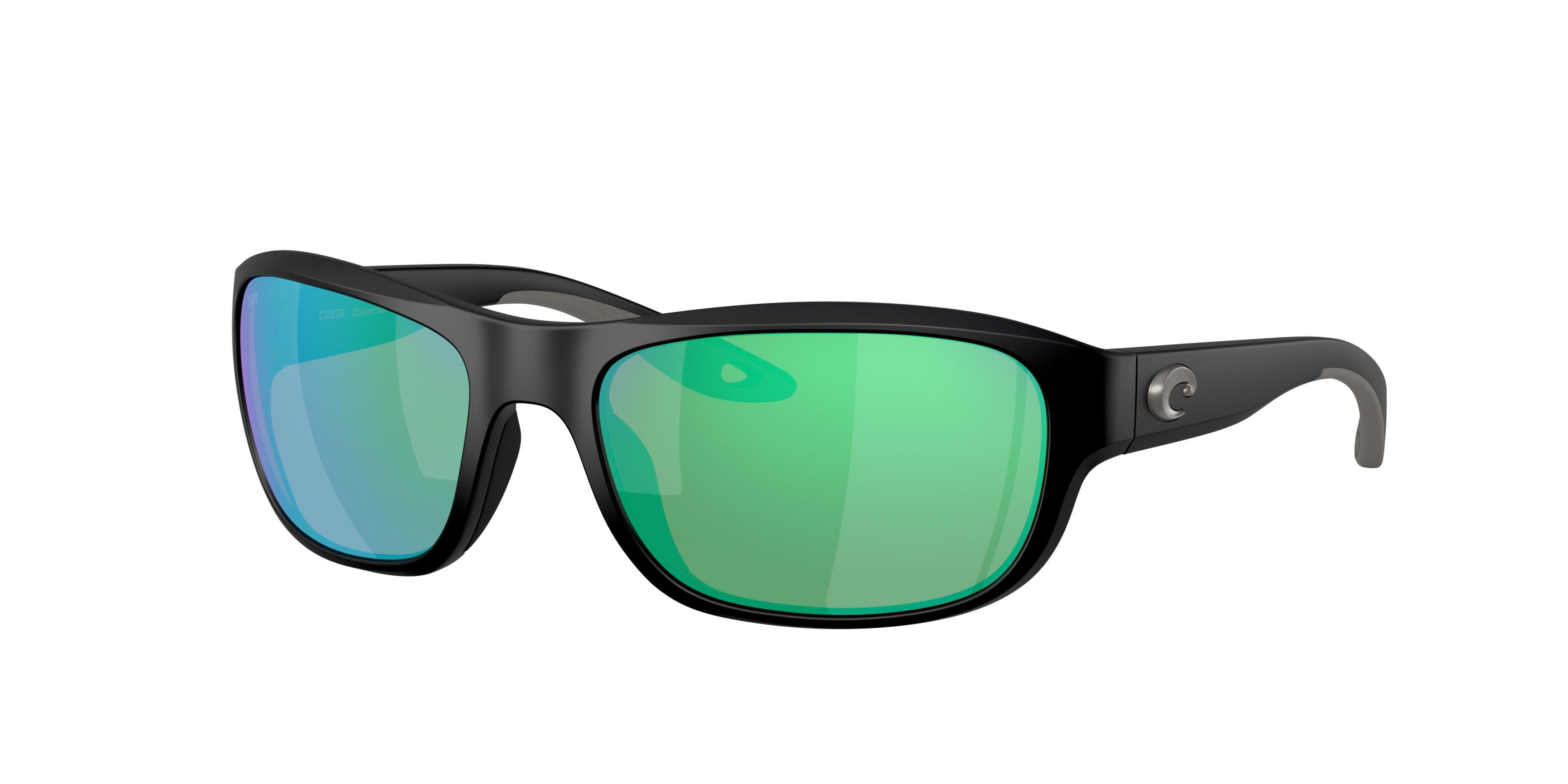 Costa Del Mar Clipperton Green Mirror 580G Polarized Sunglasses - Matte Black - BLACK/GREEN Thumbnail View 1