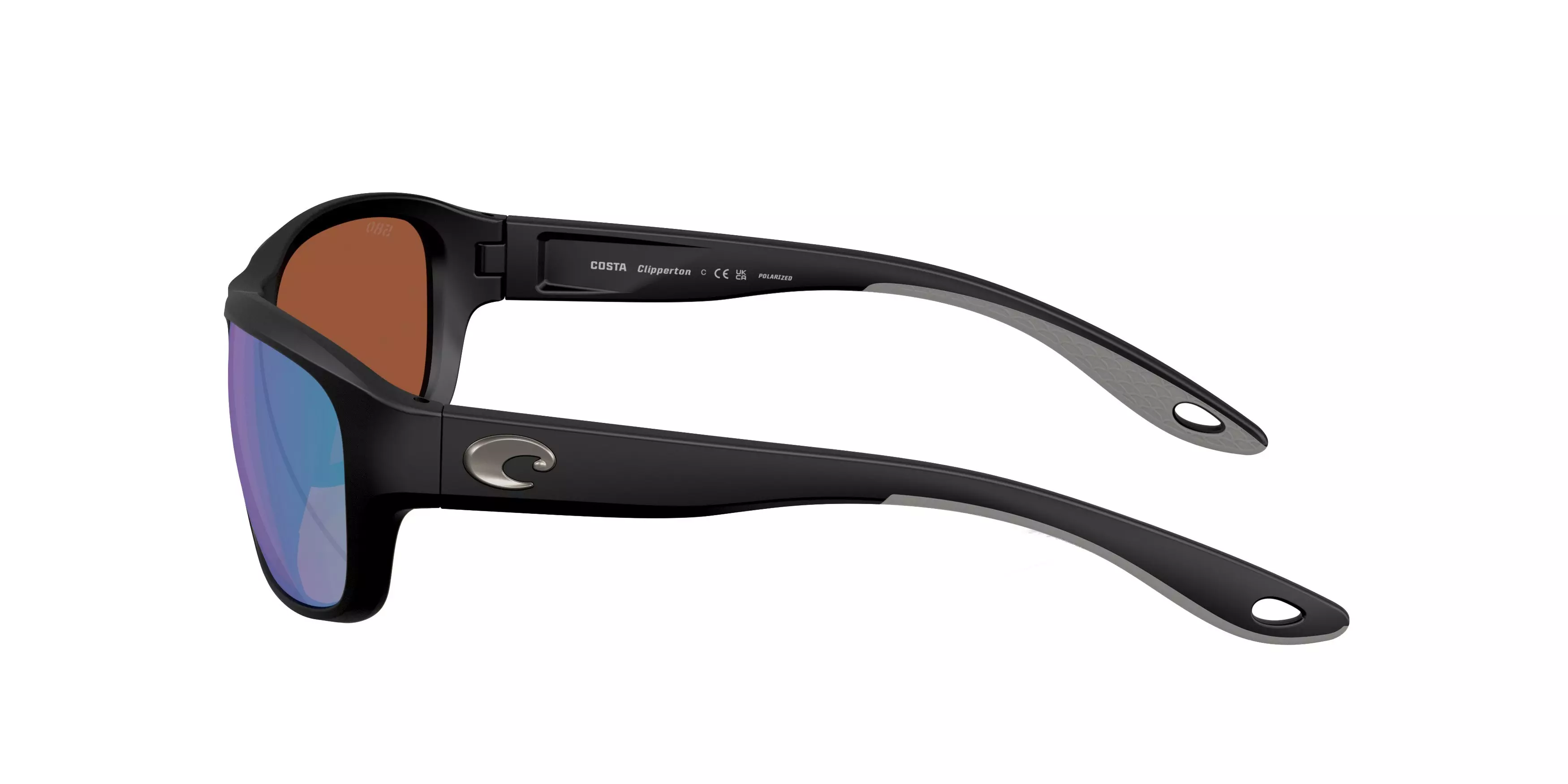 Costa Del Mar Clipperton Green Mirror 580G Polarized Sunglasses - Matte Black - BLACK/GREEN