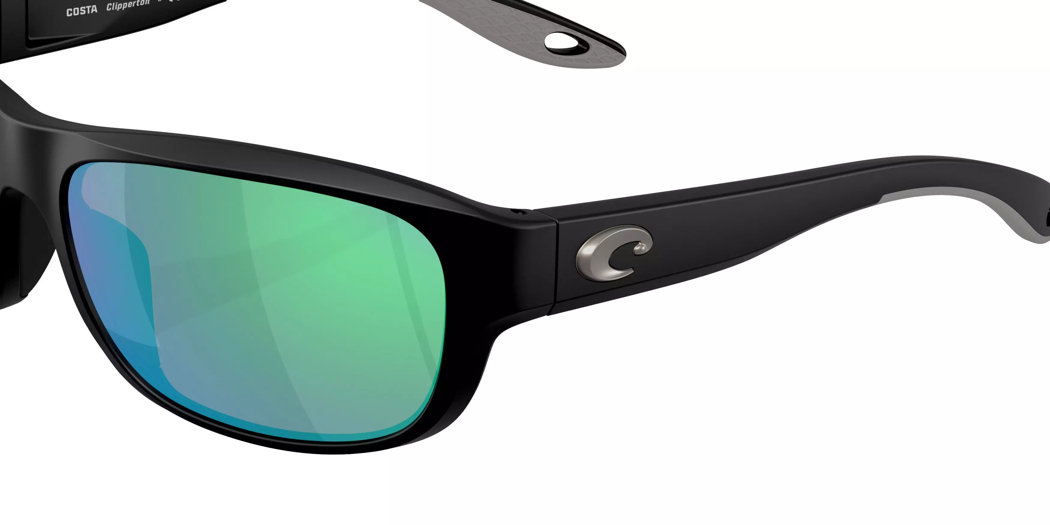Costa Del Mar Clipperton Green Mirror 580G Polarized Sunglasses - Matte Black - BLACK/GREEN