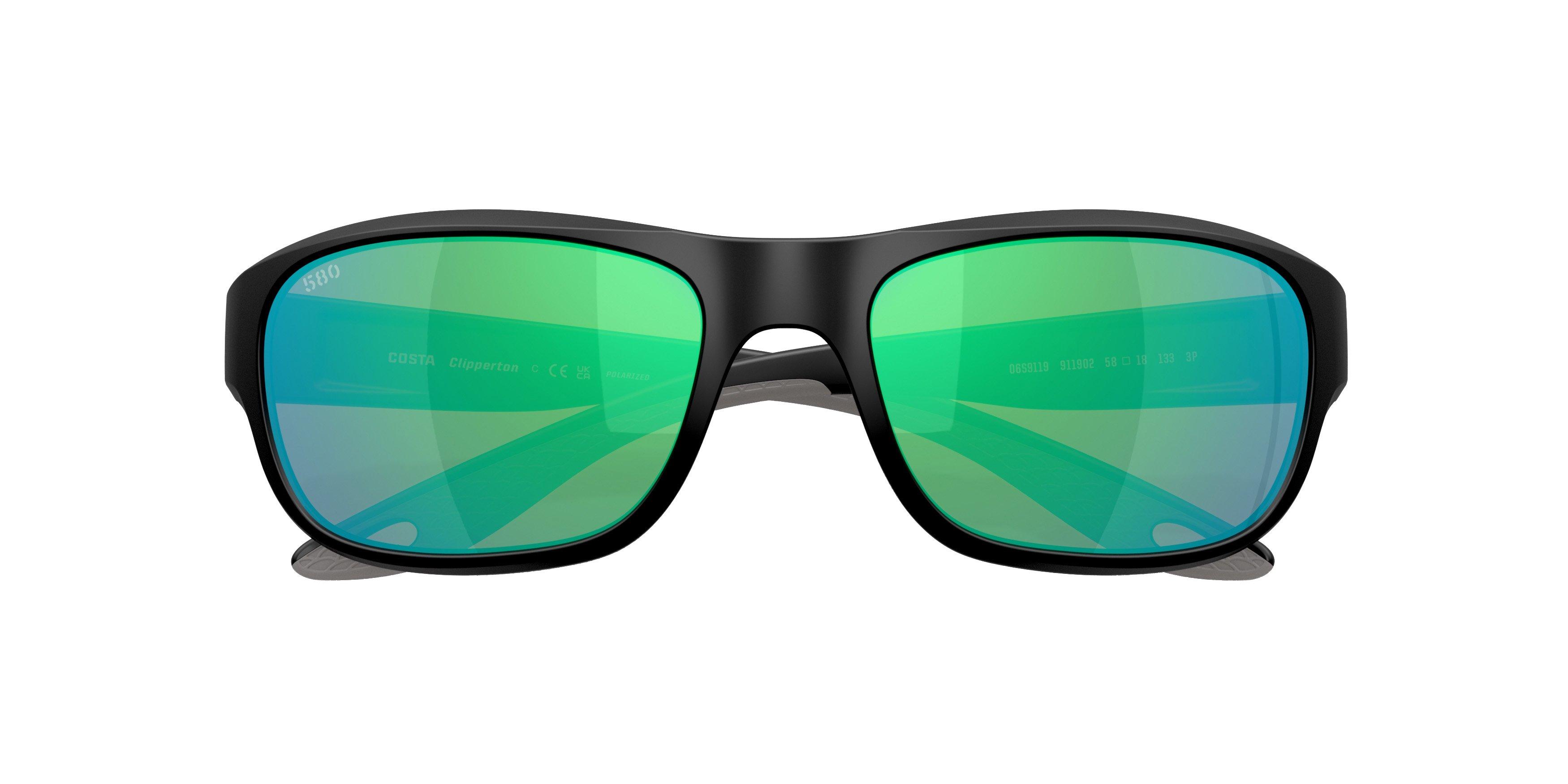Costa Del Mar Clipperton Green Mirror 580G Polarized Sunglasses - Matte Black - BLACK/GREEN Thumbnail View 7