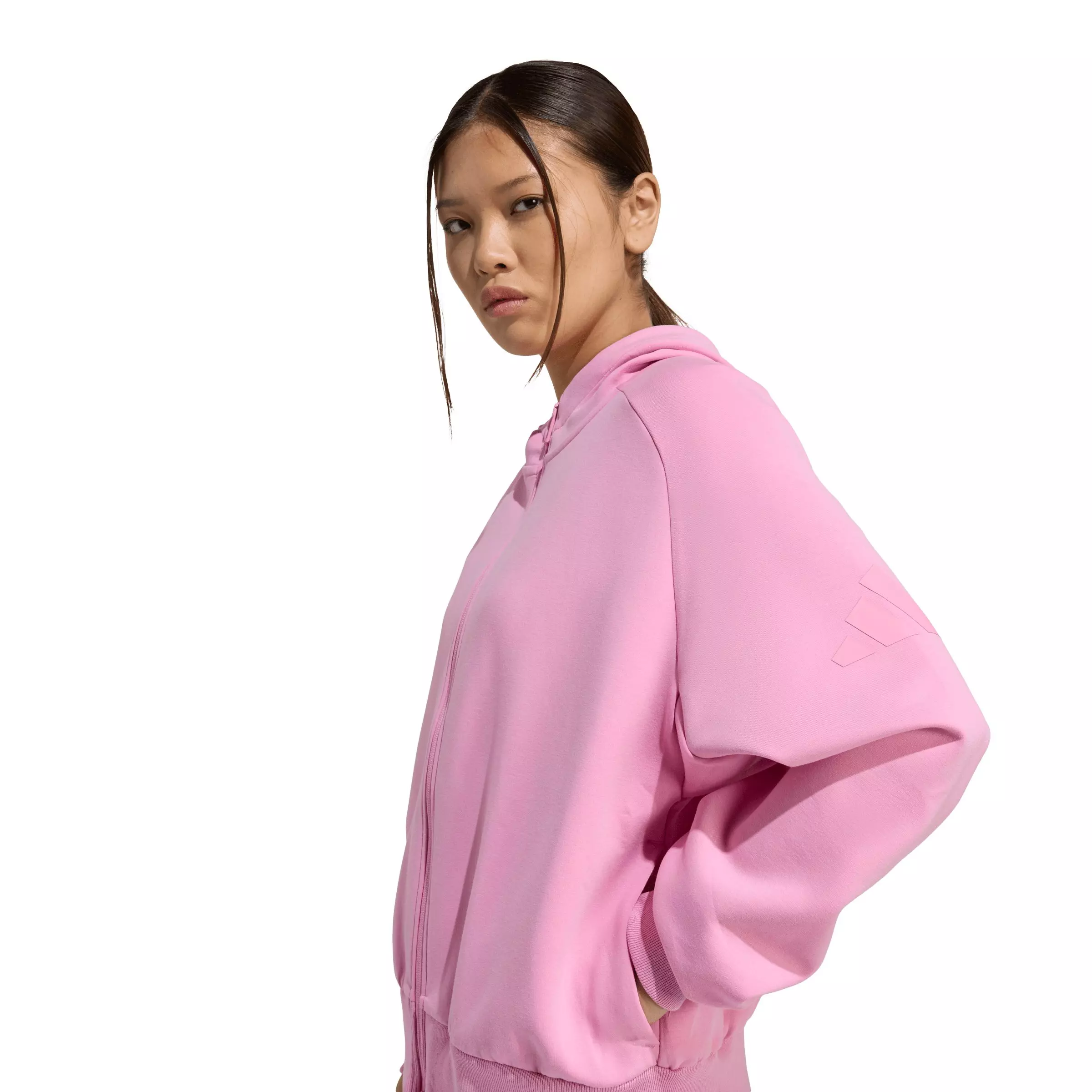 adidas Women's Soft Lux Full-Zip Hooded Jacket - Pink - PINK