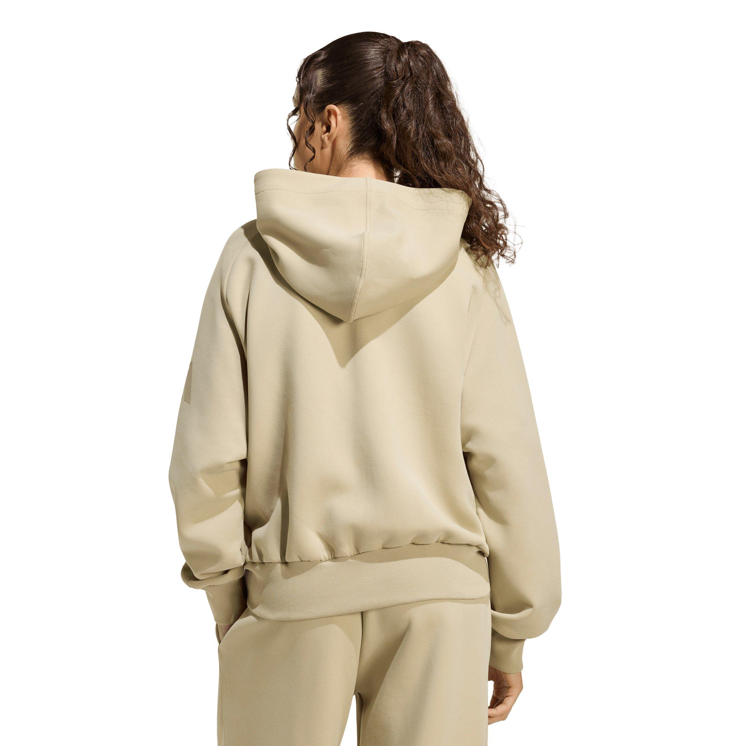 adidas Women's Soft Lux Full-Zip Hooded Jacket - Khaki - KHAKI Thumbnail View 2
