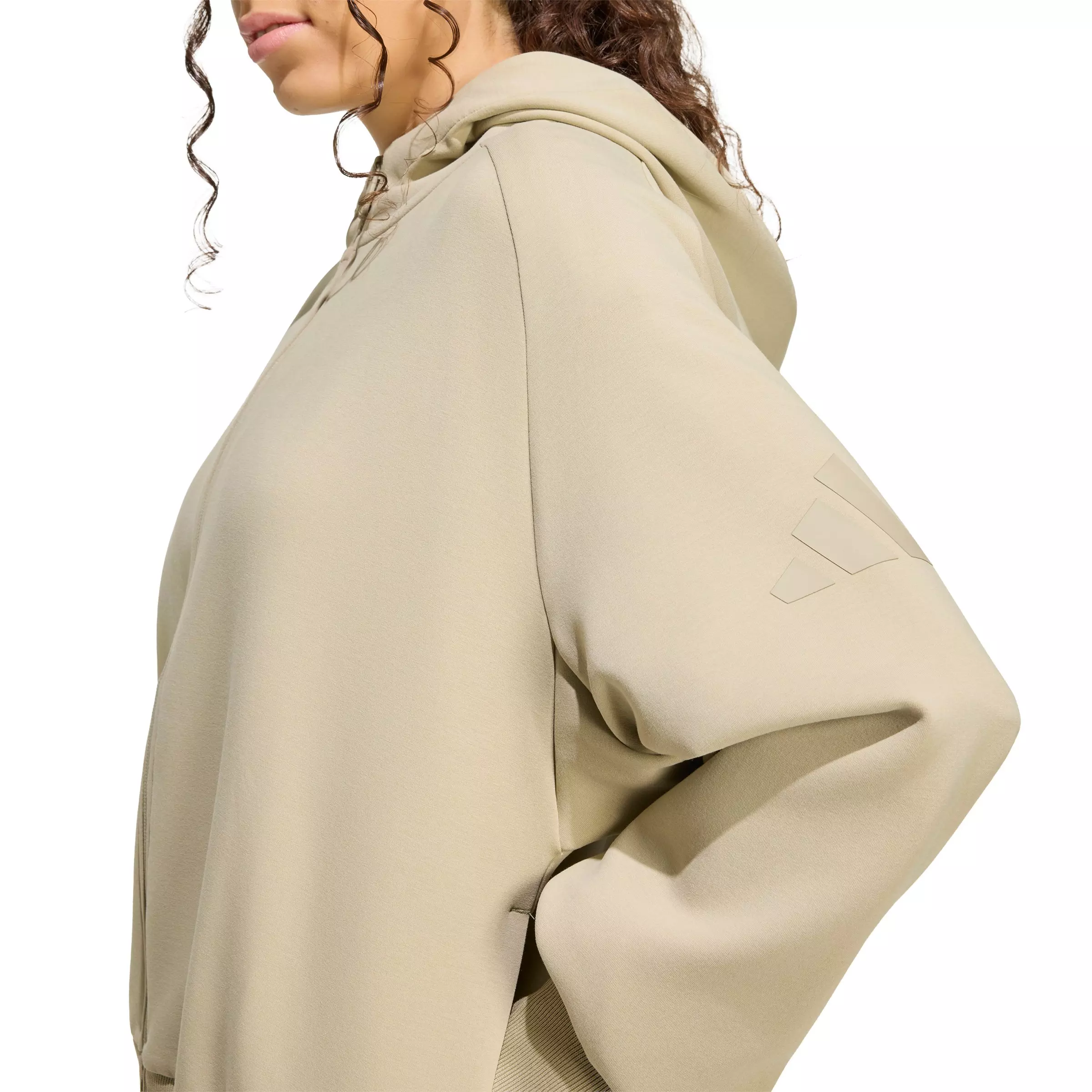 adidas Women's Soft Lux Full-Zip Hooded Jacket - Khaki - KHAKI