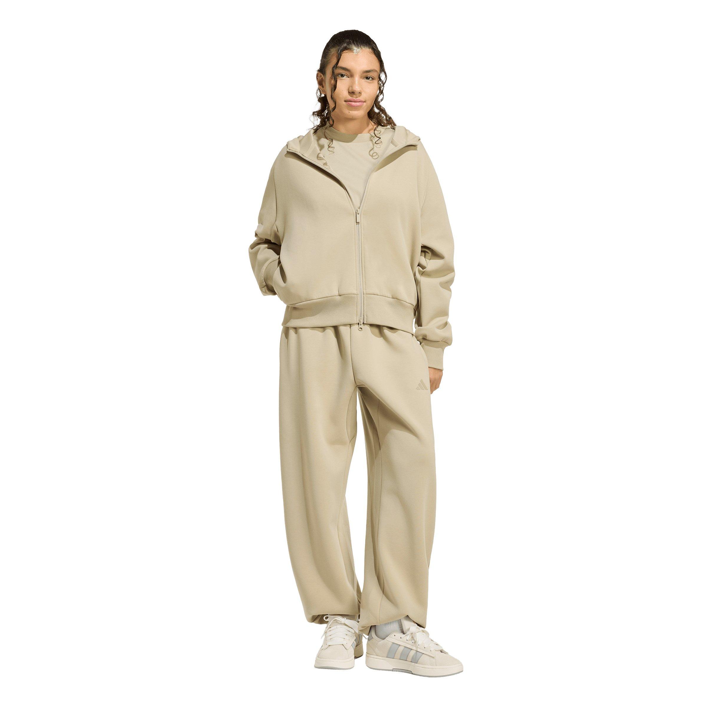 adidas Women's Soft Lux Full-Zip Hooded Jacket - Khaki - KHAKI Thumbnail View 5