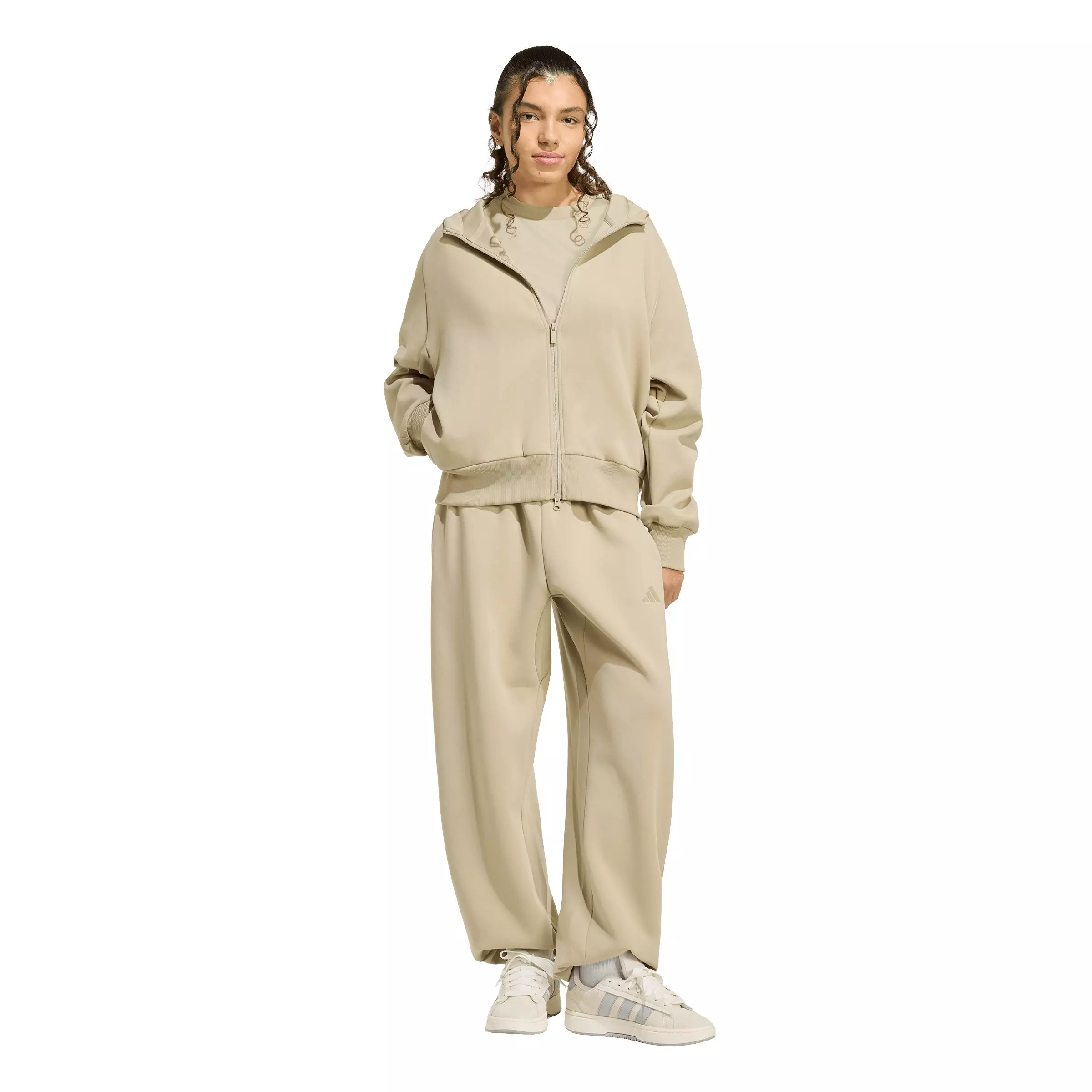 adidas Women's Soft Lux Full-Zip Hooded Jacket - Khaki - KHAKI