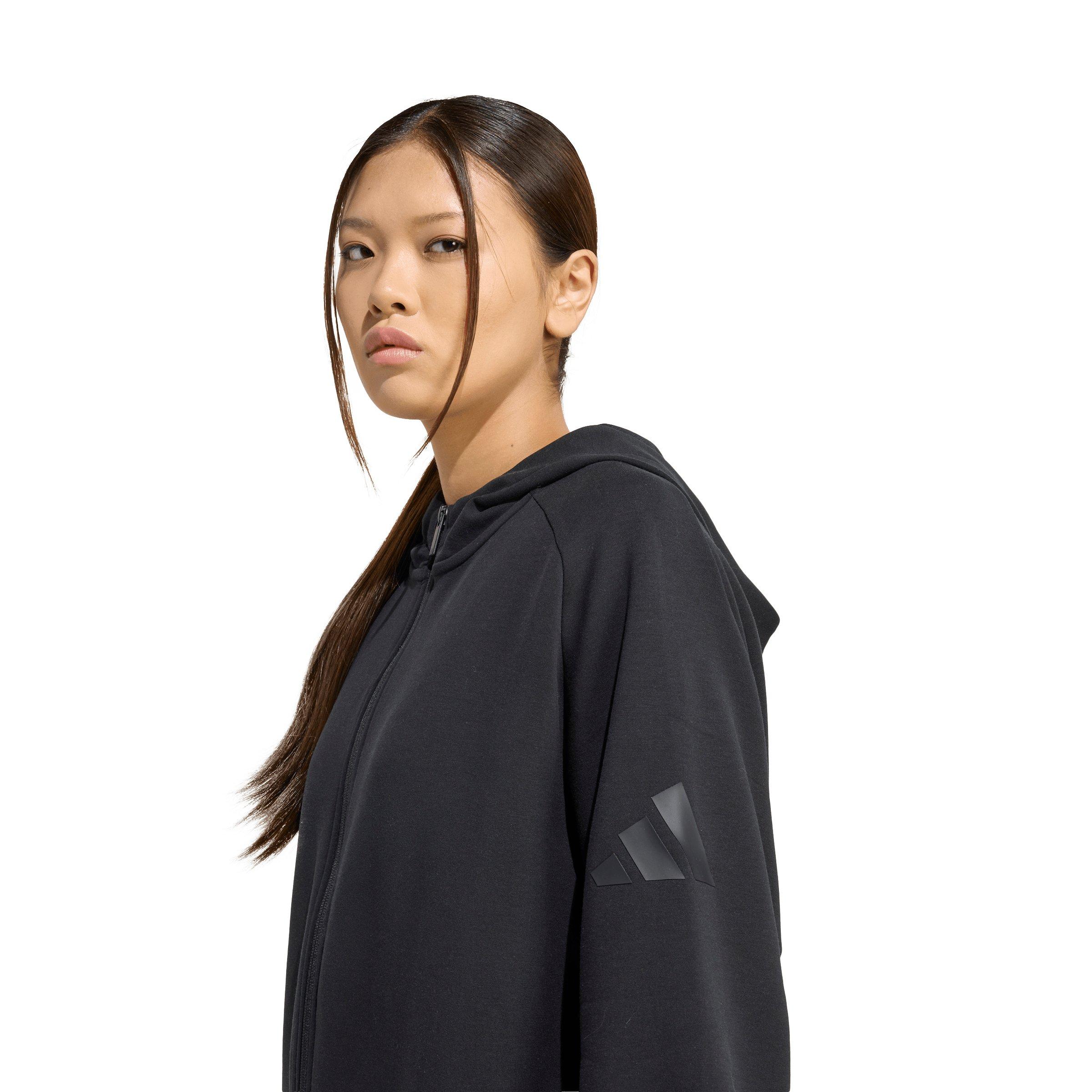 adidas Women's Soft Lux Full-Zip Hooded Jacket - Black - BLACK Thumbnail View 3