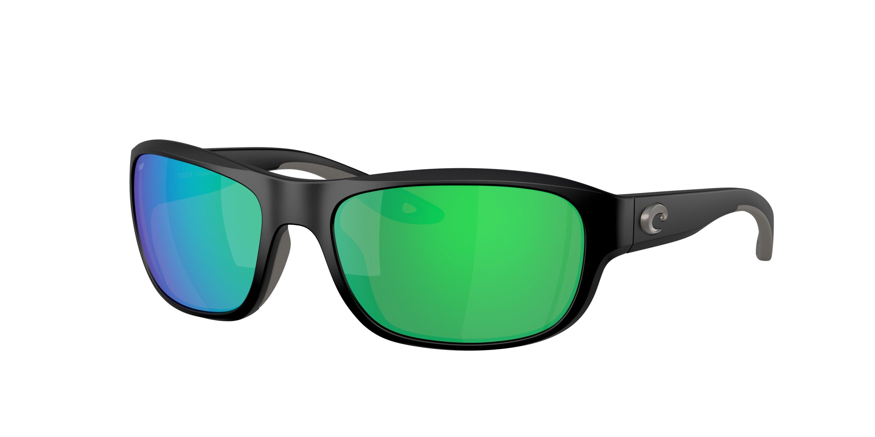 Costa Del Mar Clipperton Green Mirror 580P Polarized Sunglasses - Matte Black - BLACK/GREEN Thumbnail View 1