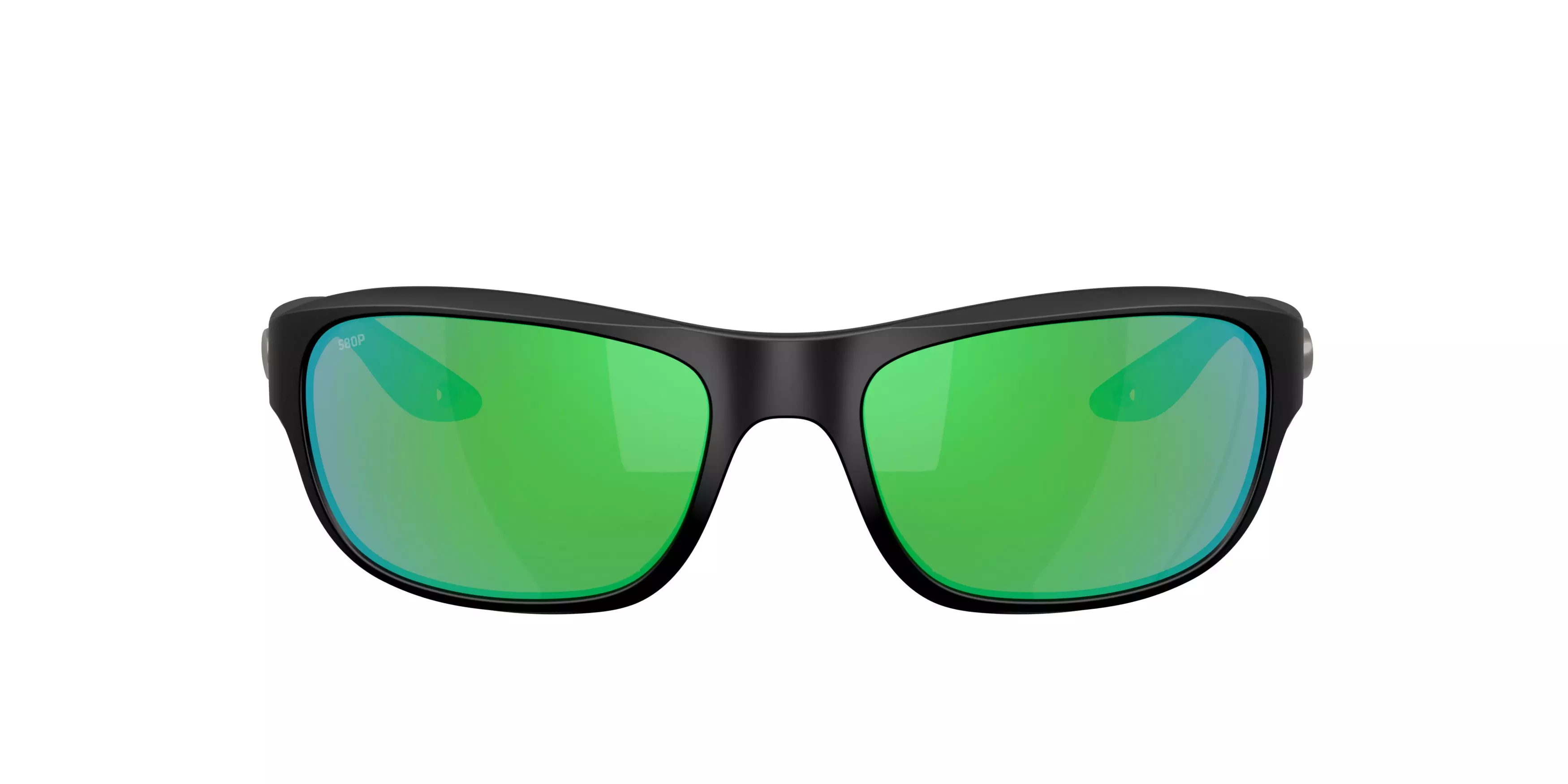 Costa Del Mar Clipperton Green Mirror 580P Polarized Sunglasses - Matte Black - BLACK/GREEN