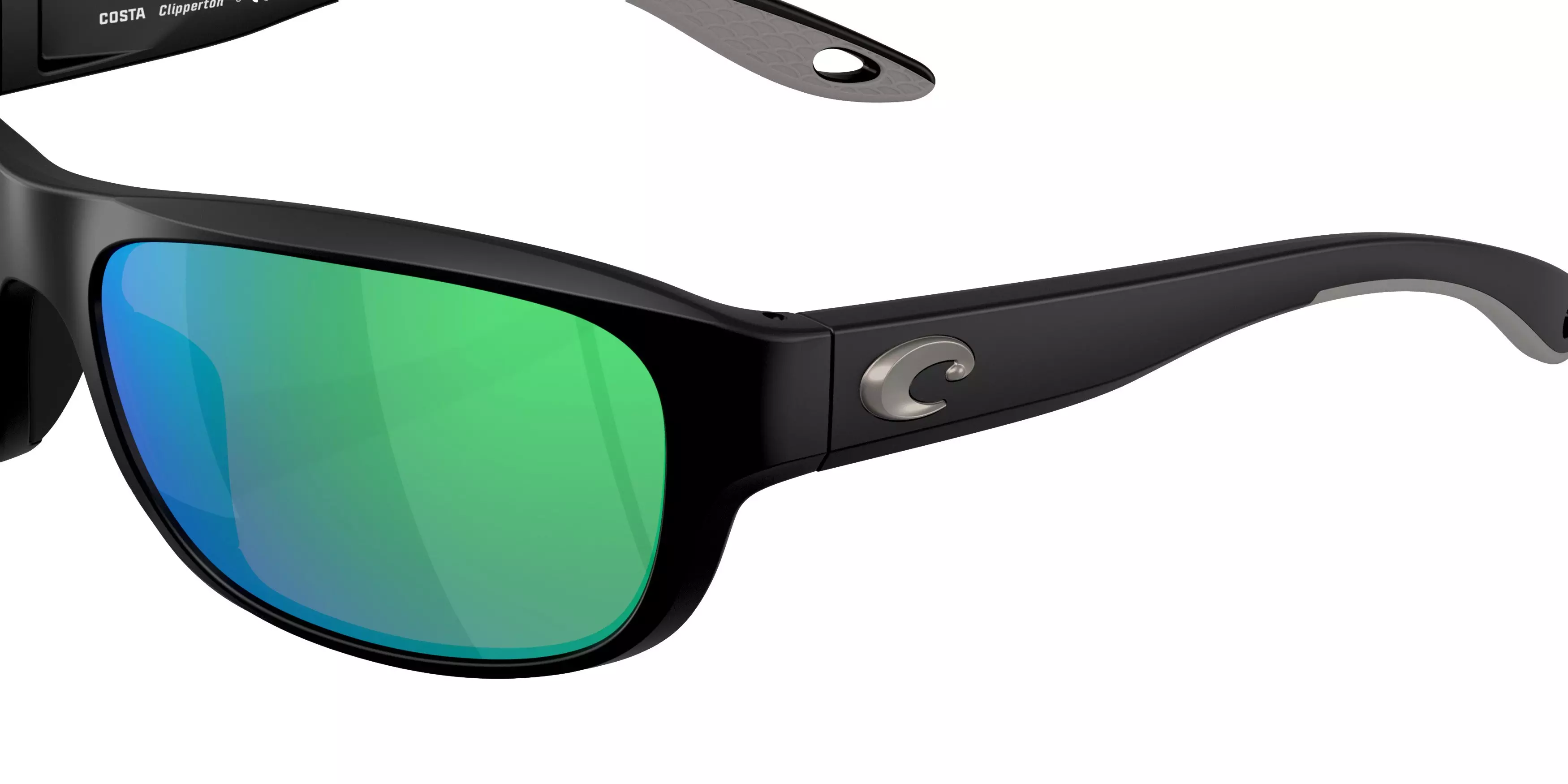 Costa Del Mar Clipperton Green Mirror 580P Polarized Sunglasses - Matte Black - BLACK/GREEN