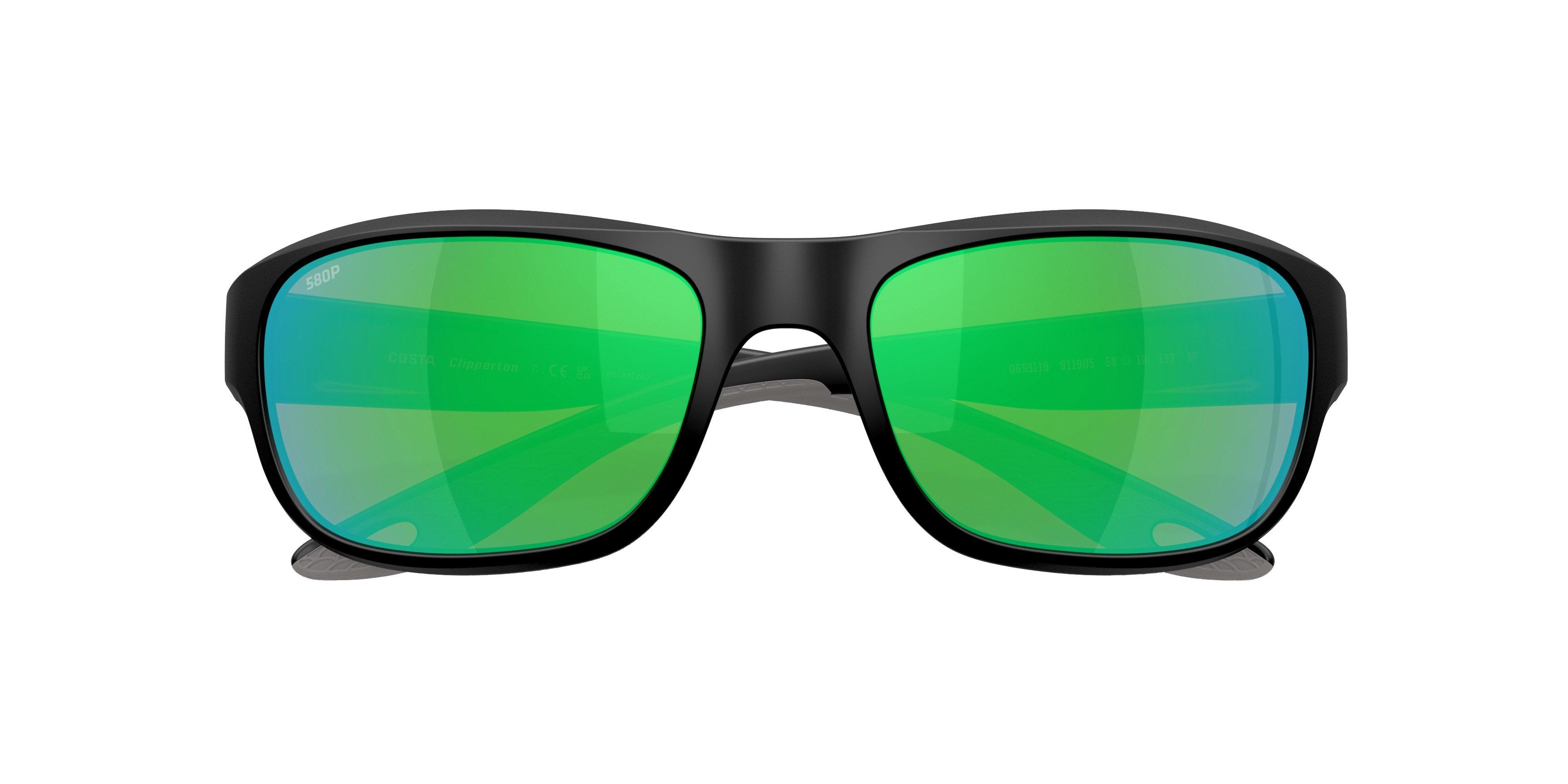 Costa Del Mar Clipperton Green Mirror 580P Polarized Sunglasses - Matte Black - BLACK/GREEN Thumbnail View 7