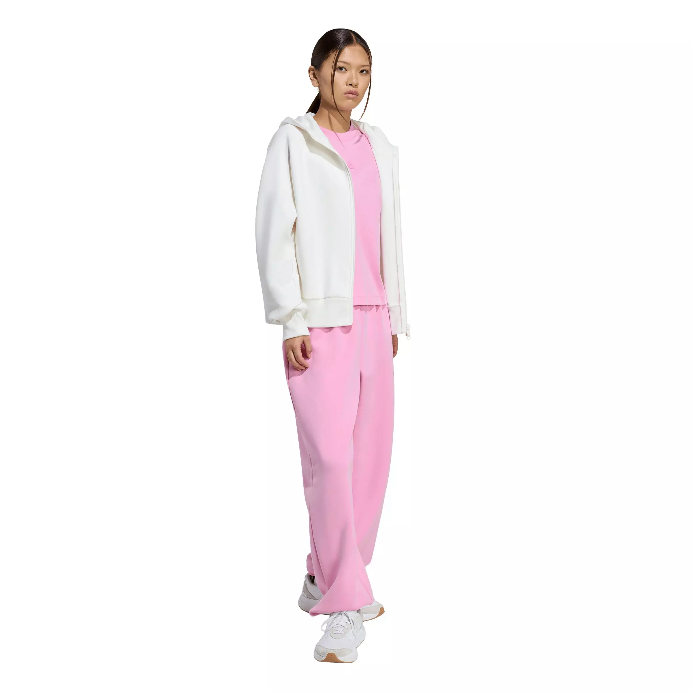 adidas Women's Soft Lux Full-Zip Hooded Jacket - Off-White - OFF-WHITE