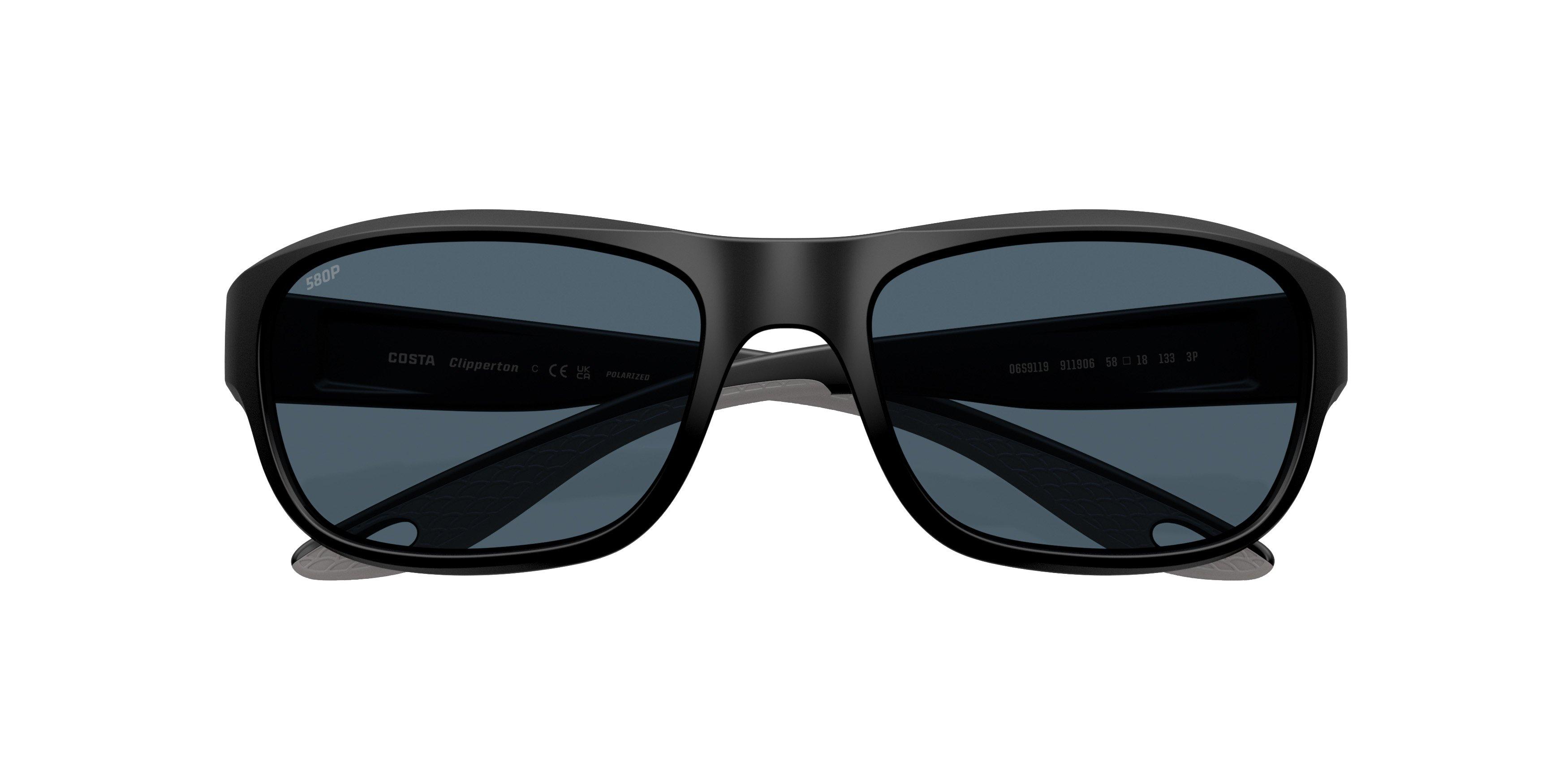Costa Del Mar Clipperton Grey 580P Polarized Sunglasses - Matte Black - BLACK/GREY Thumbnail View 7
